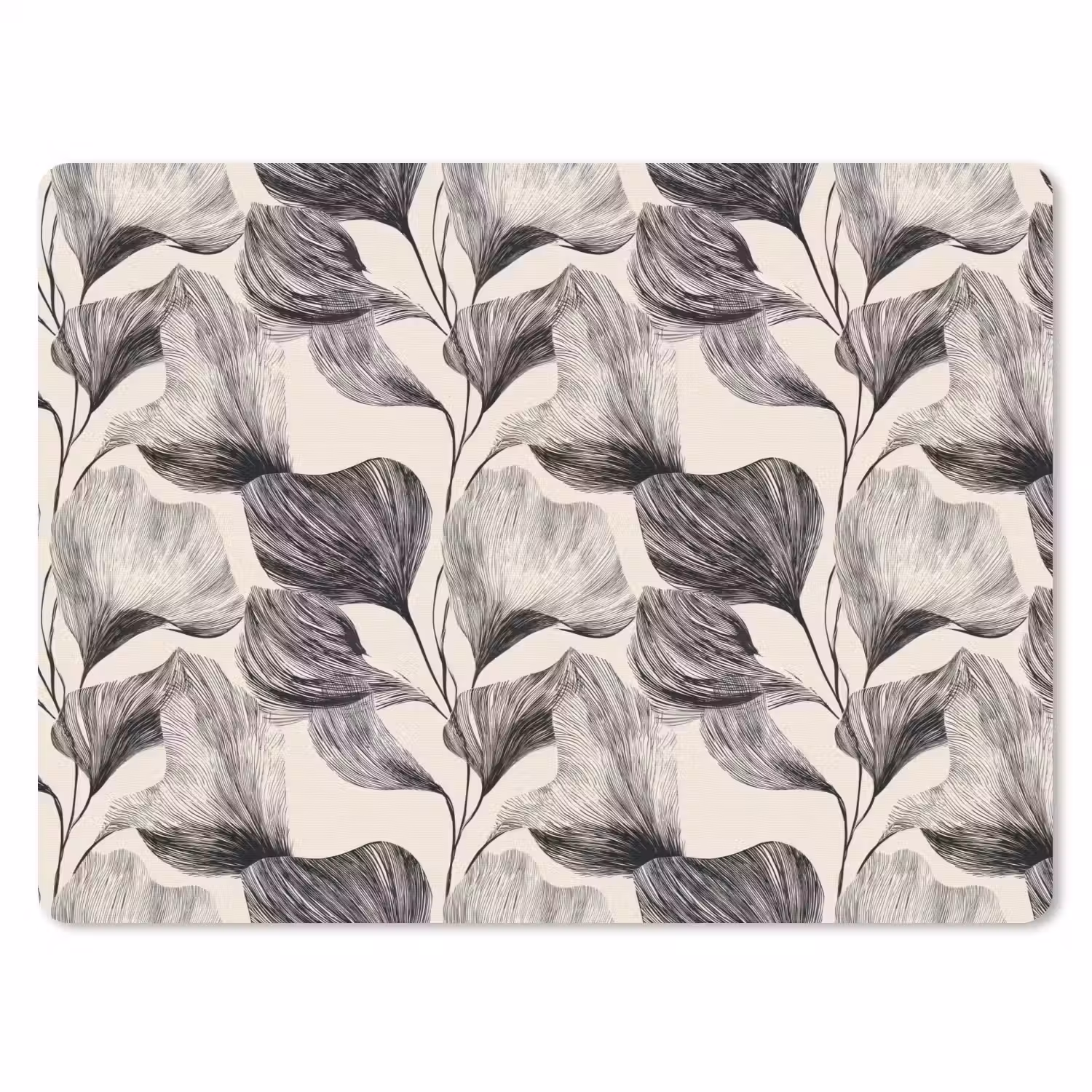 Botanisch - Bladeren - Zwart muismat rubber klein 262 -3d