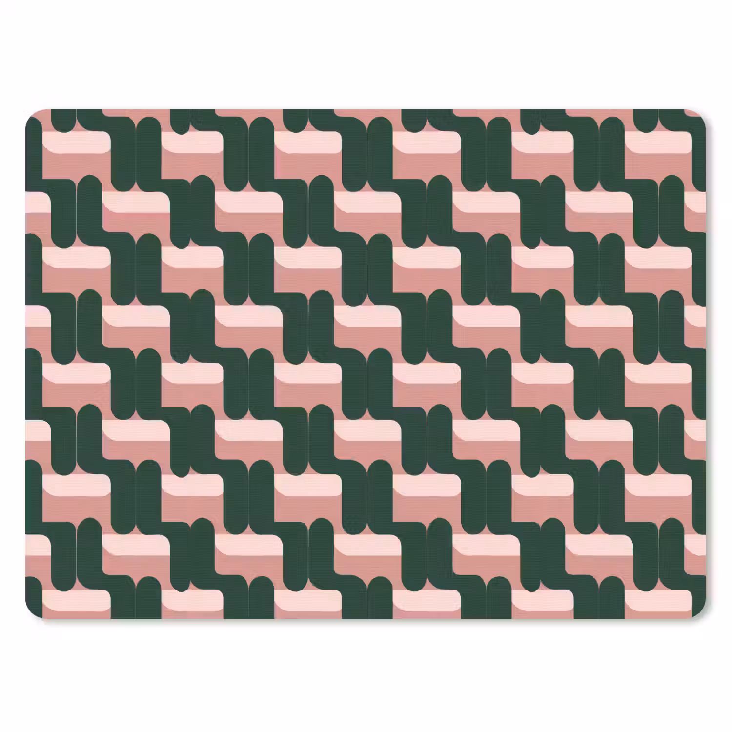 Vlechtpatroon - Groen - Roze - Geometrisch muismat rubber klein 262 -3d