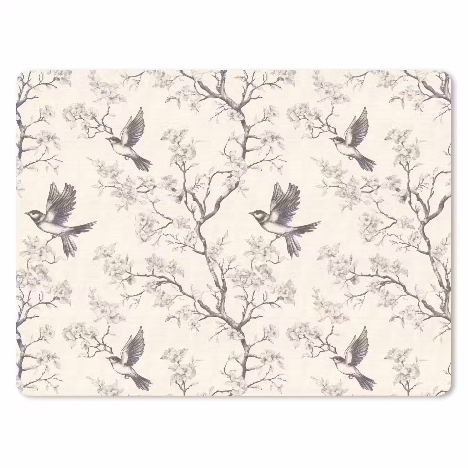Takken - Vogels - Beige muismat rubber klein 262 -3d