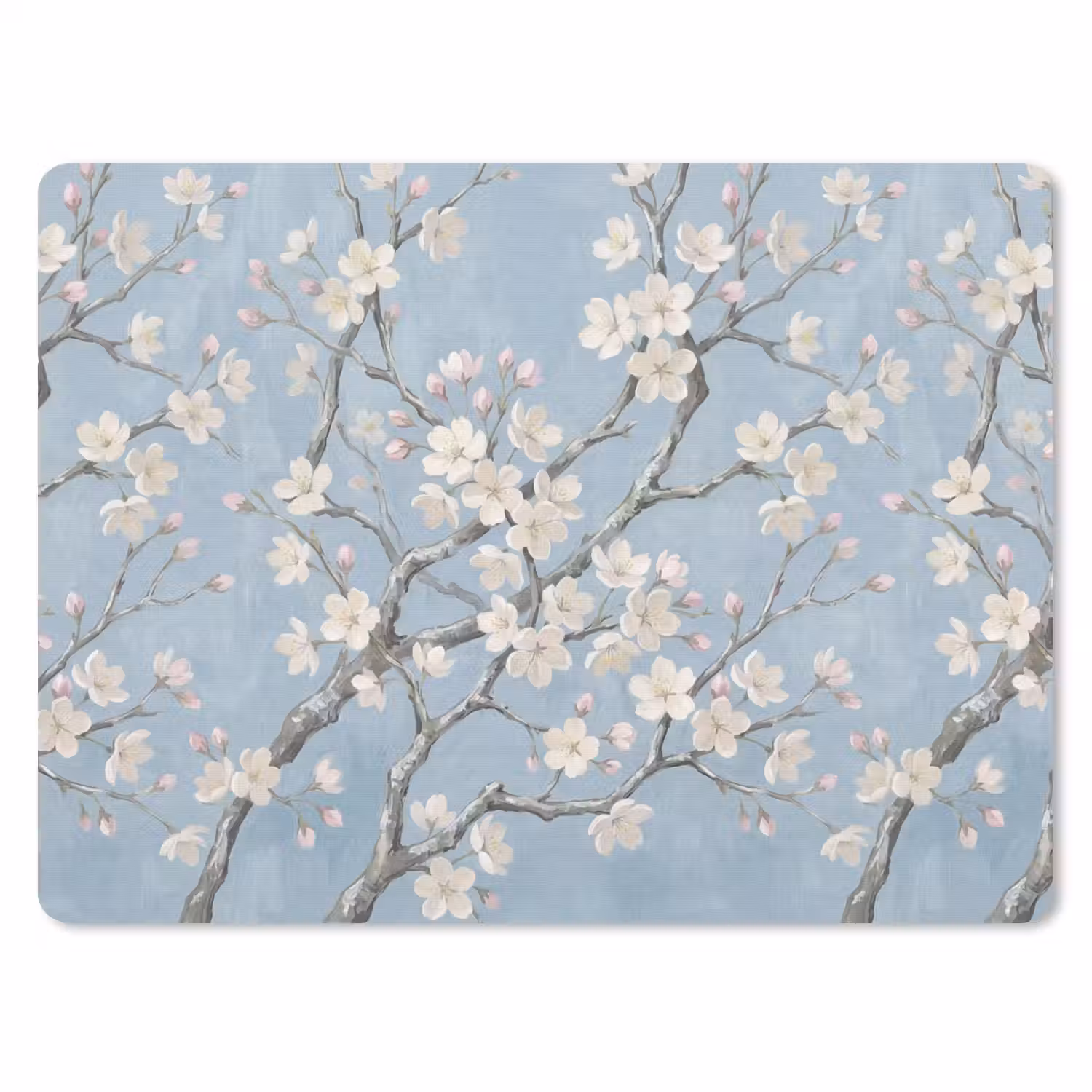 Takken - Kersenbloesem - Blauw muismat rubber klein -3d