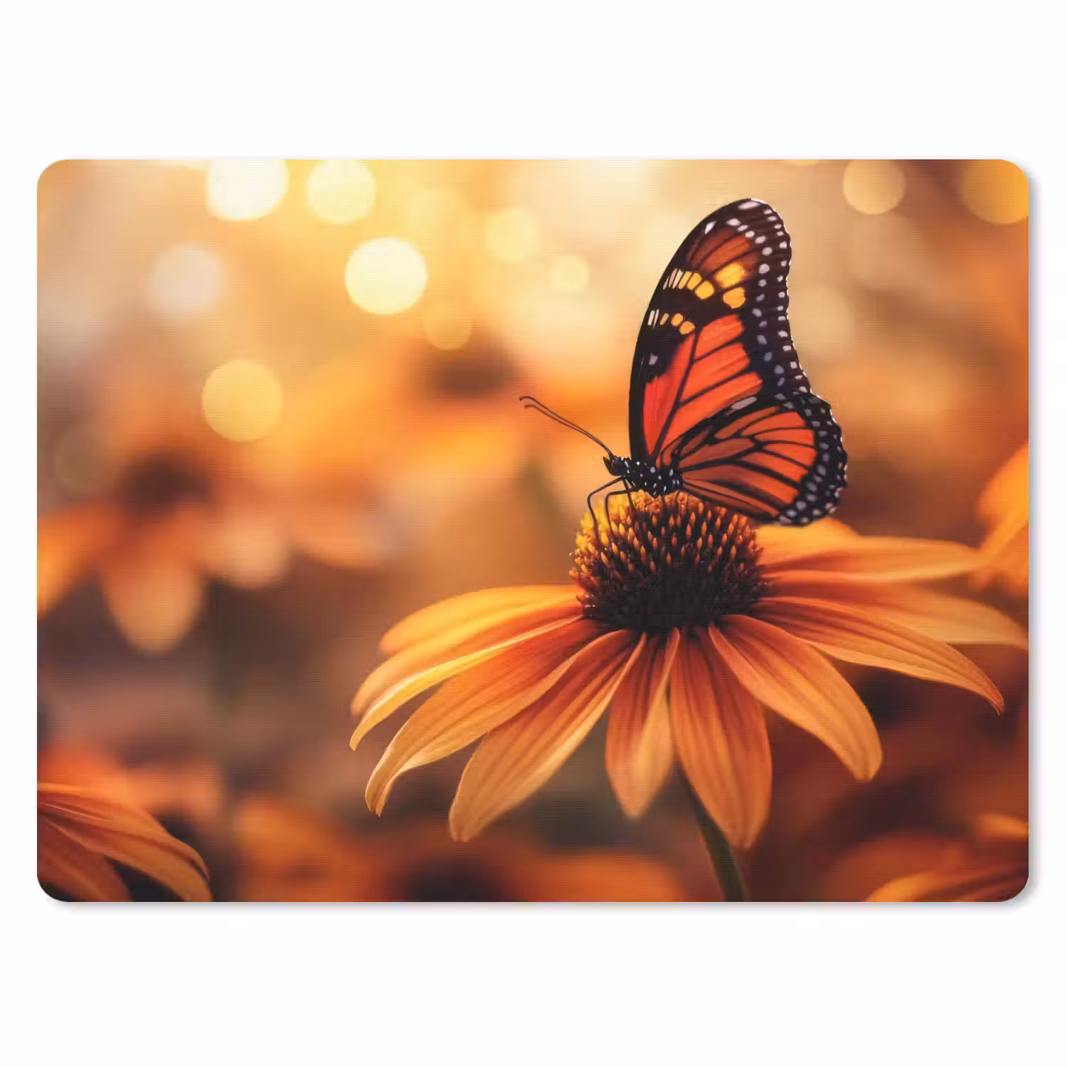 Vlinder - Bloemen - Oranje muismat rubber klein -3d
