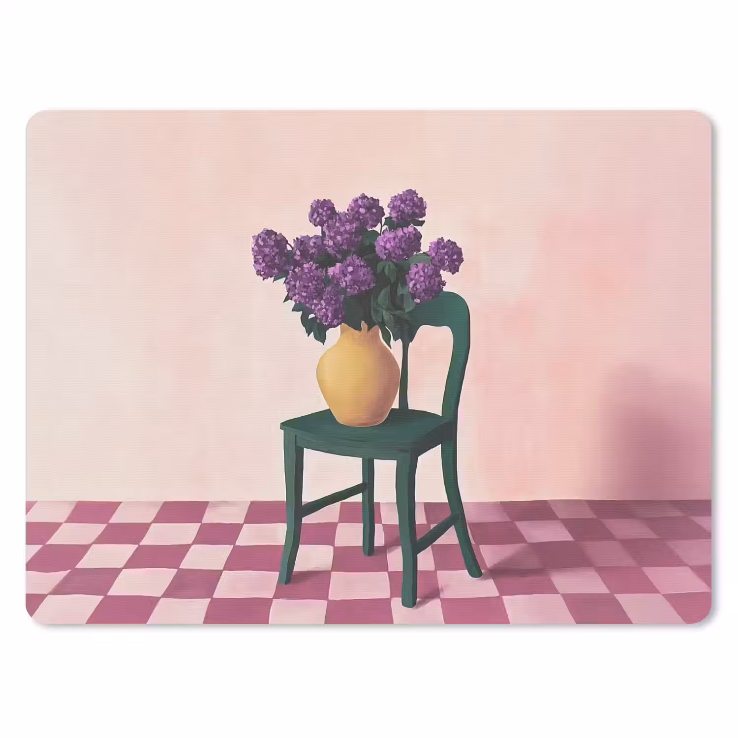 Stoel - Vaas - Bloemen - Geblokt muismat rubber klein -3d