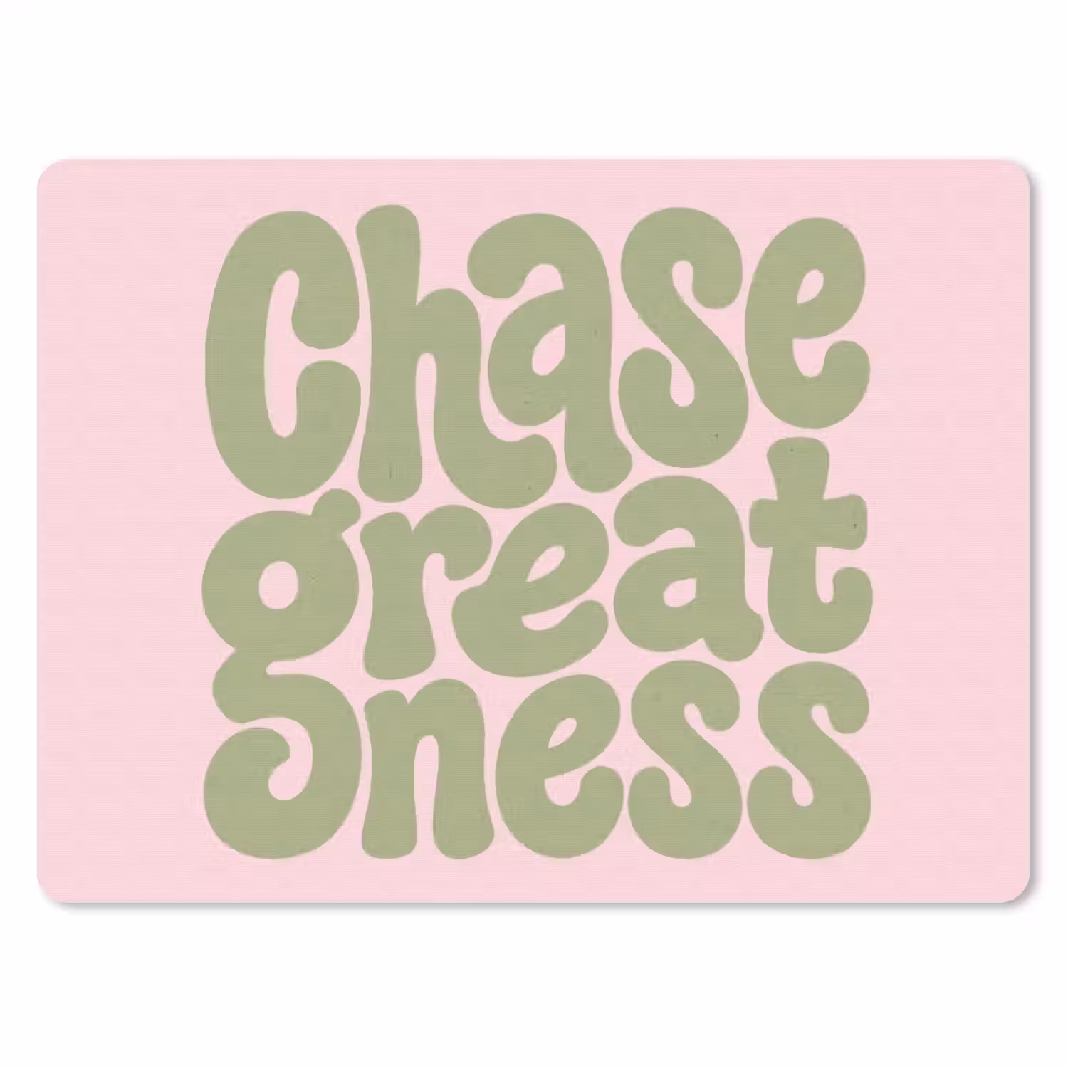 Chase greatness - Groen - Roze - Retro muismat rubber klein -3d