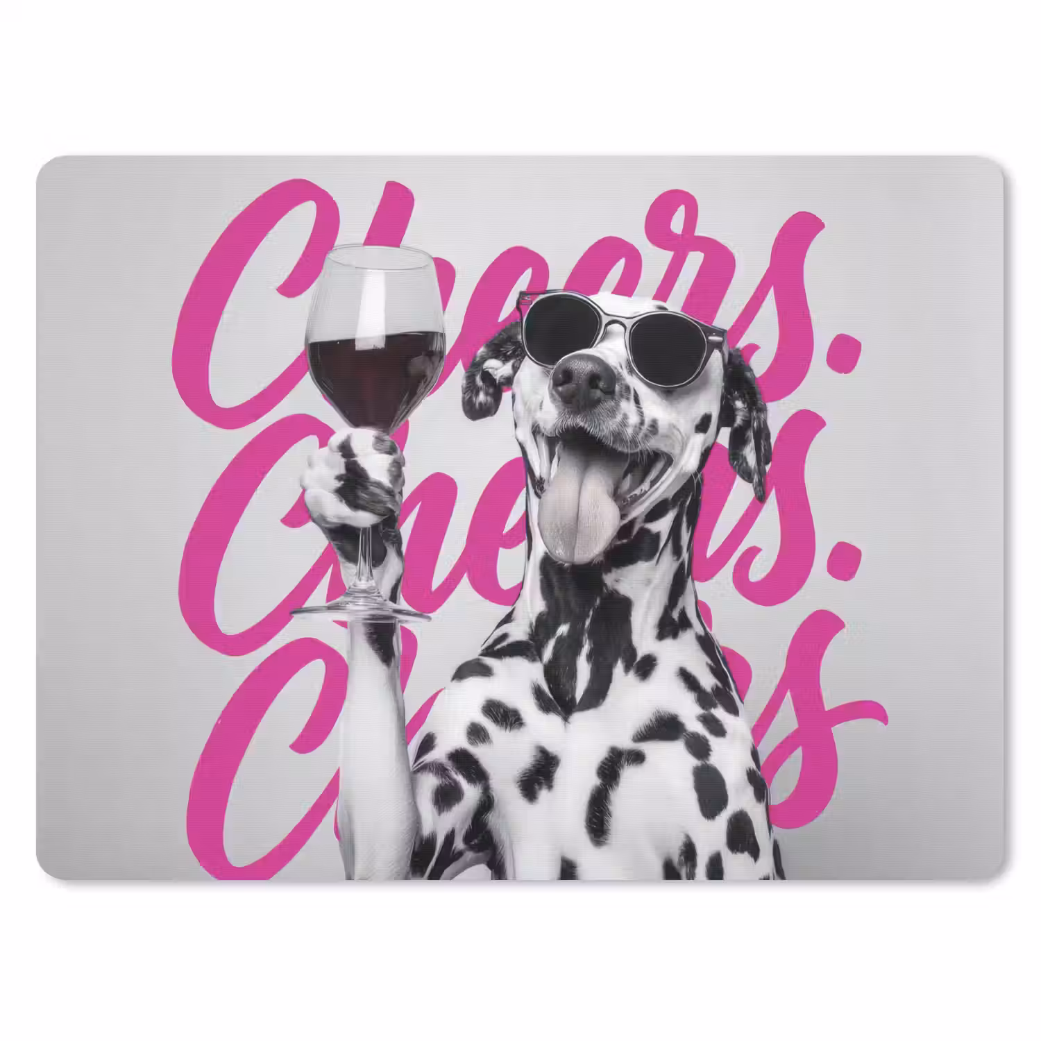 Cheers - Hond - Roze - Wijn muismat rubber klein -3d