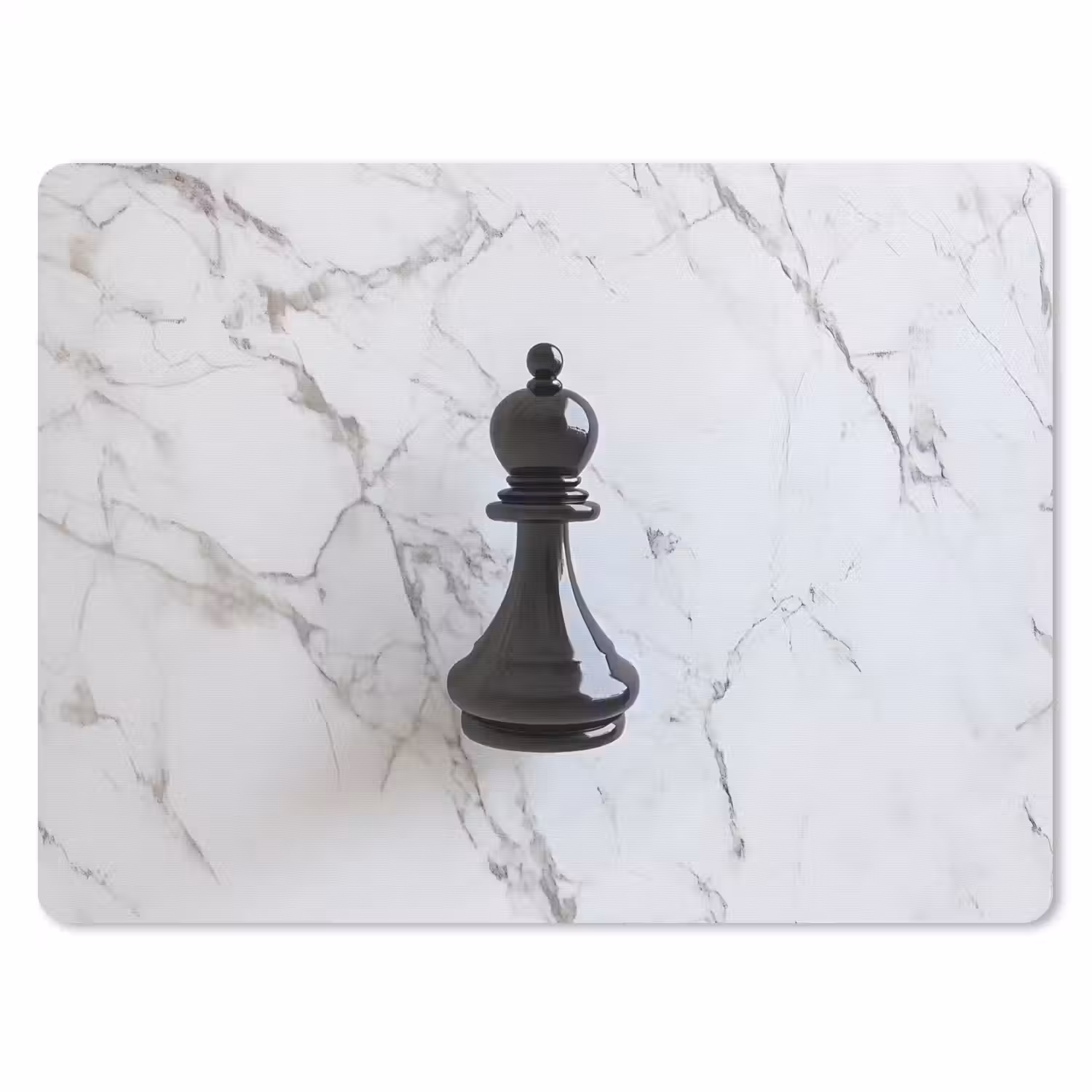 Schaakstuk - Loper - Zwart - Marmer muismat rubber klein -3d