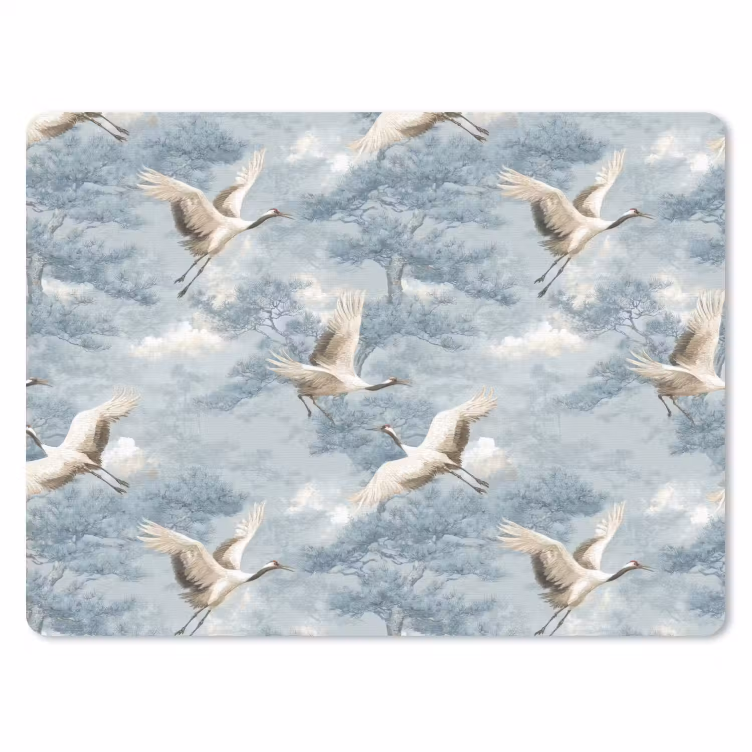 Wolken - Kraanvogels - Blauw muismat rubber klein 262 -3d