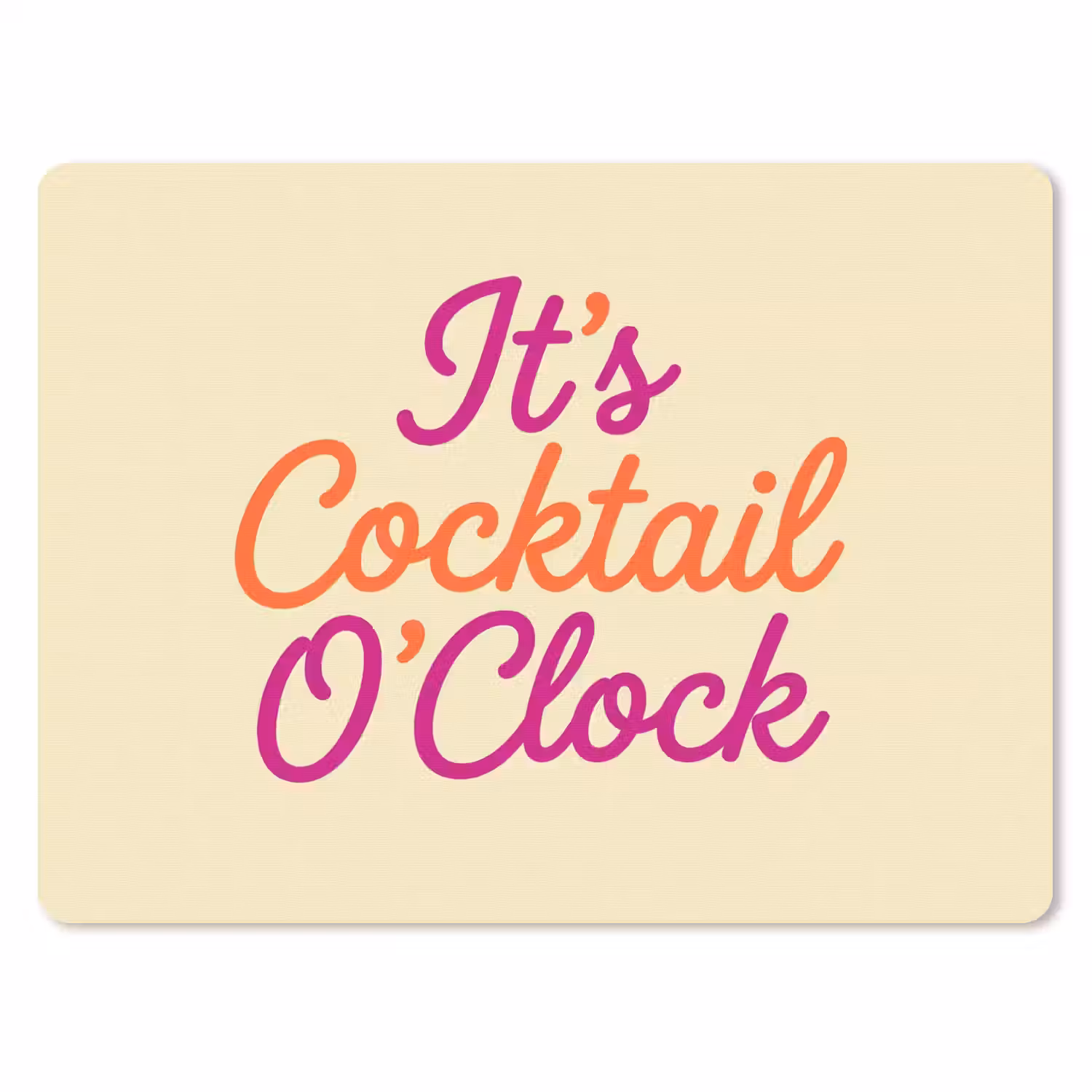 Cocktail O'Clock - Geel - Retro muismat rubber klein -3d
