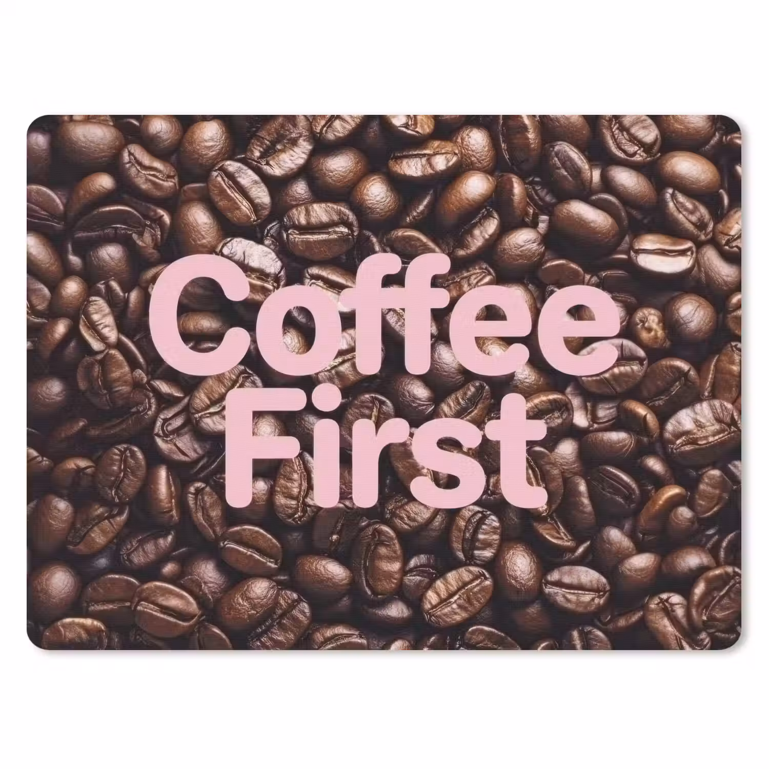 Coffee First - Koffiebonen - Roze muismat rubber klein -3d