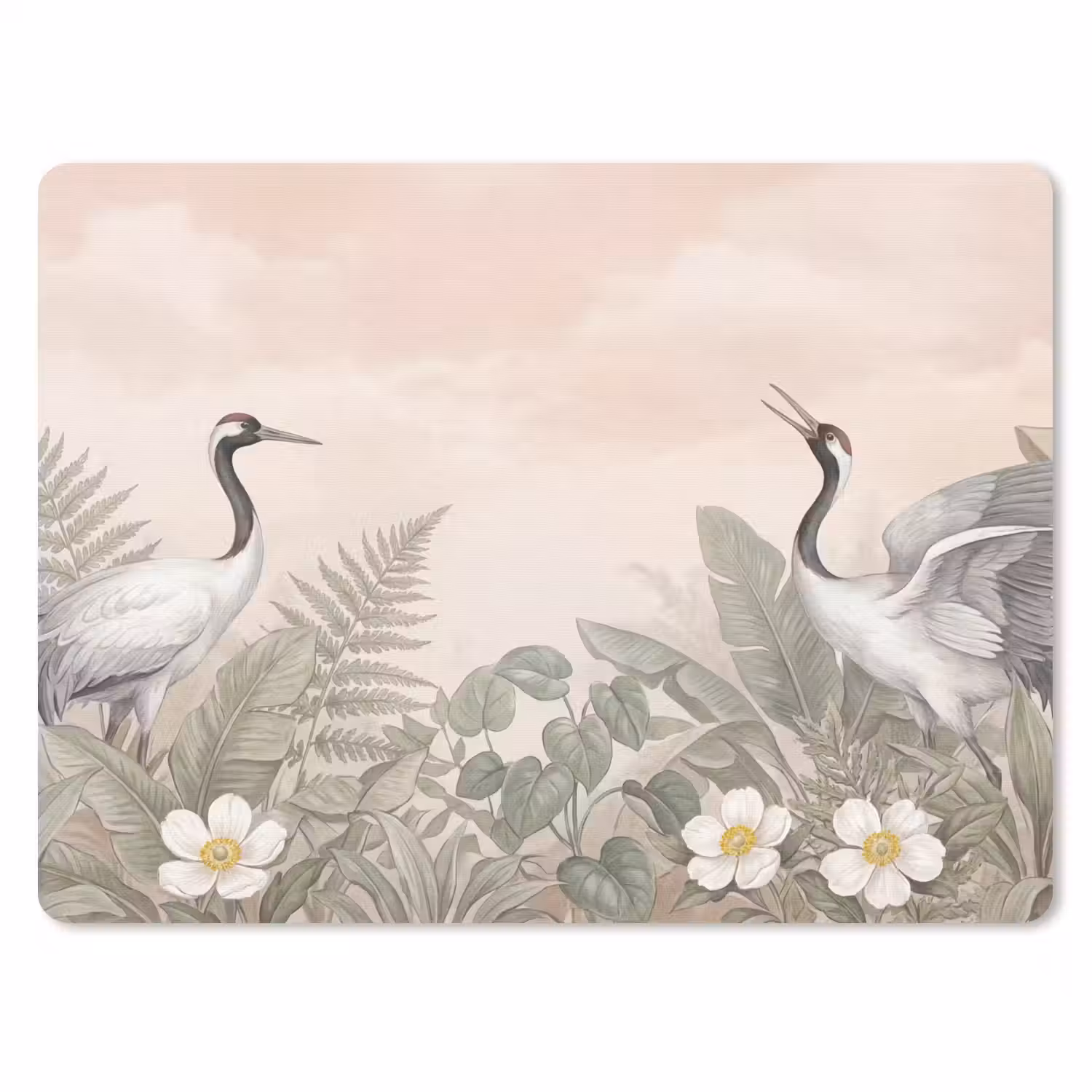 Kraanvogels - Natuur - Roze muismat rubber klein -3d