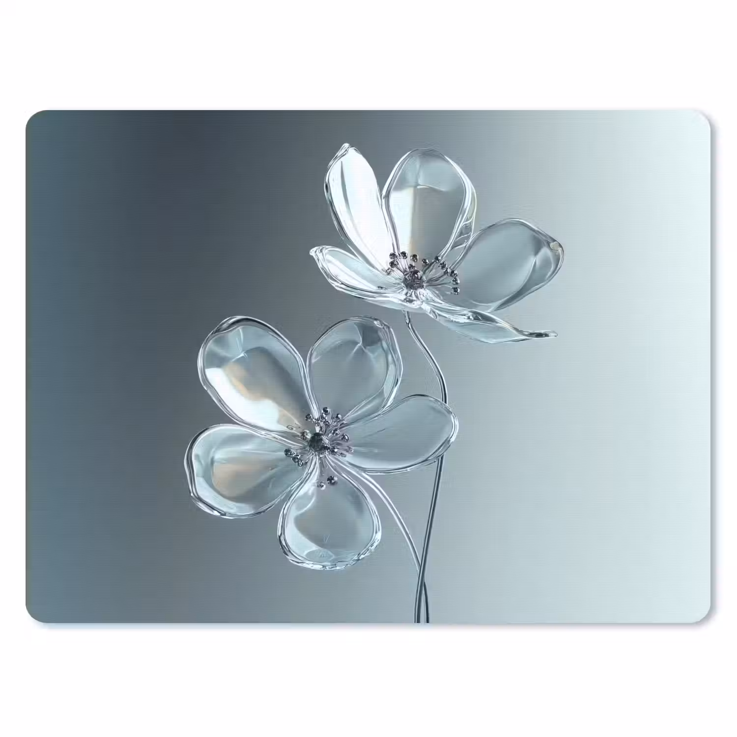 Kristal - Bloemen - Grijs muismat rubber klein -3d