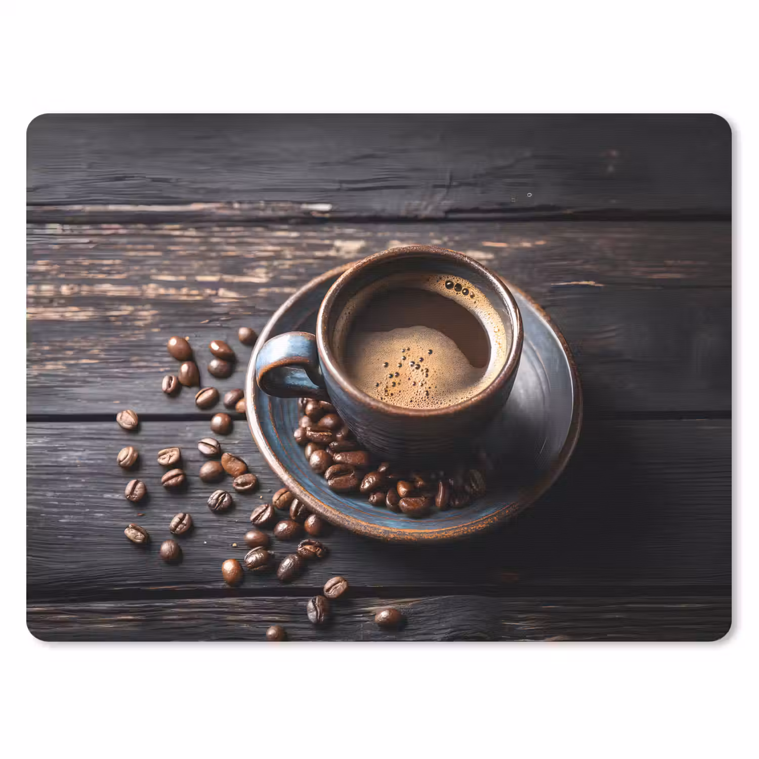 Kop - Koffie - Hout - Bonen muismat rubber klein -3d