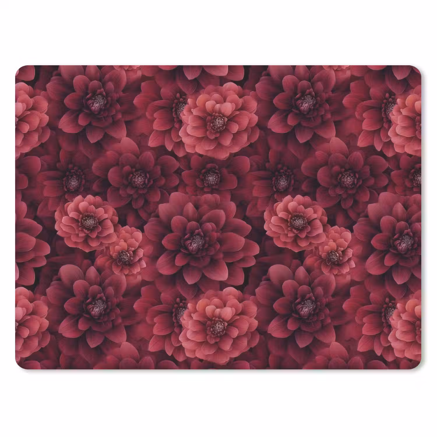 Dahlias - Bloemen - Rood muismat rubber klein 262 -3d