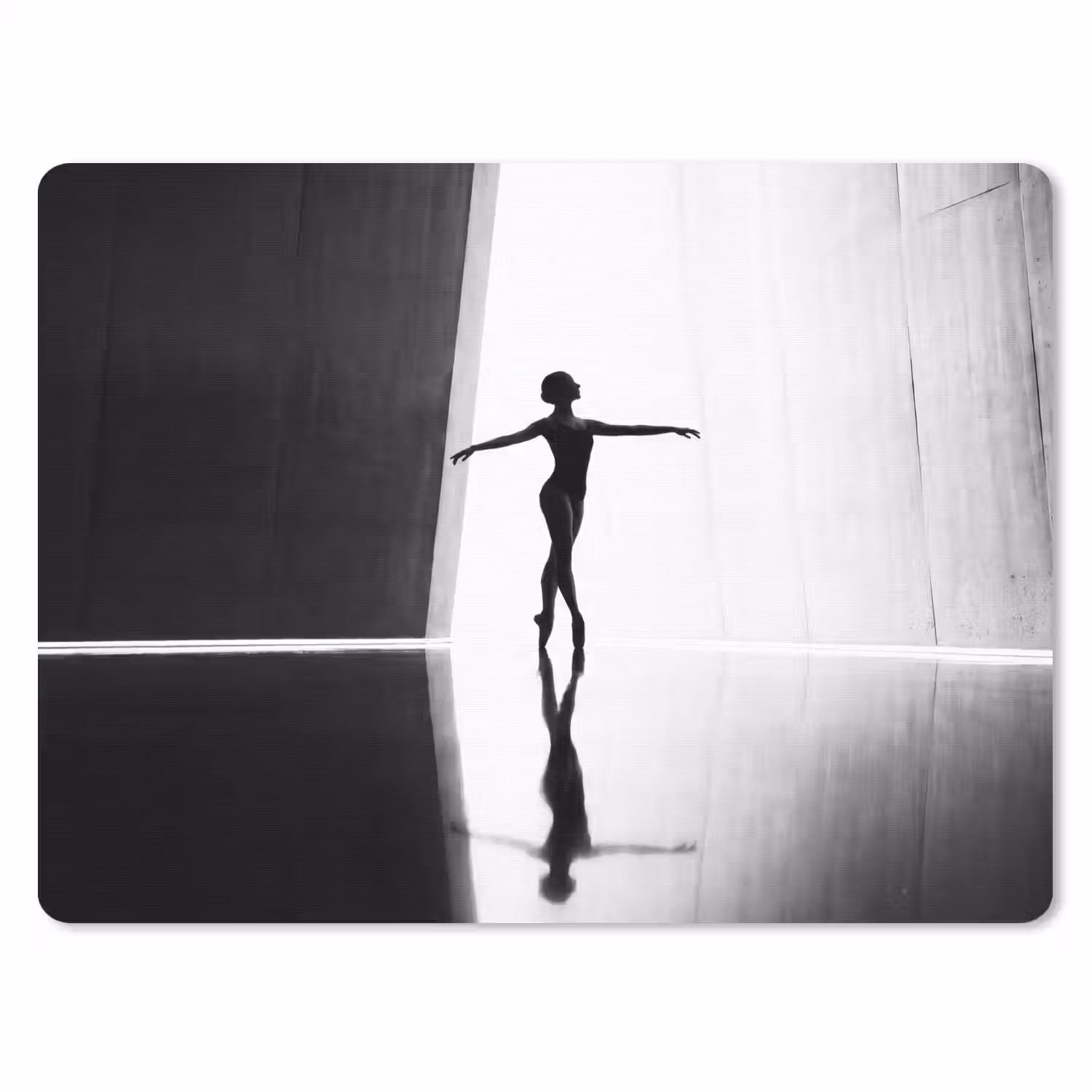 Danser - Silhouette - Kunst - Modern - Zwart-wit muismat rubber klein -3d
