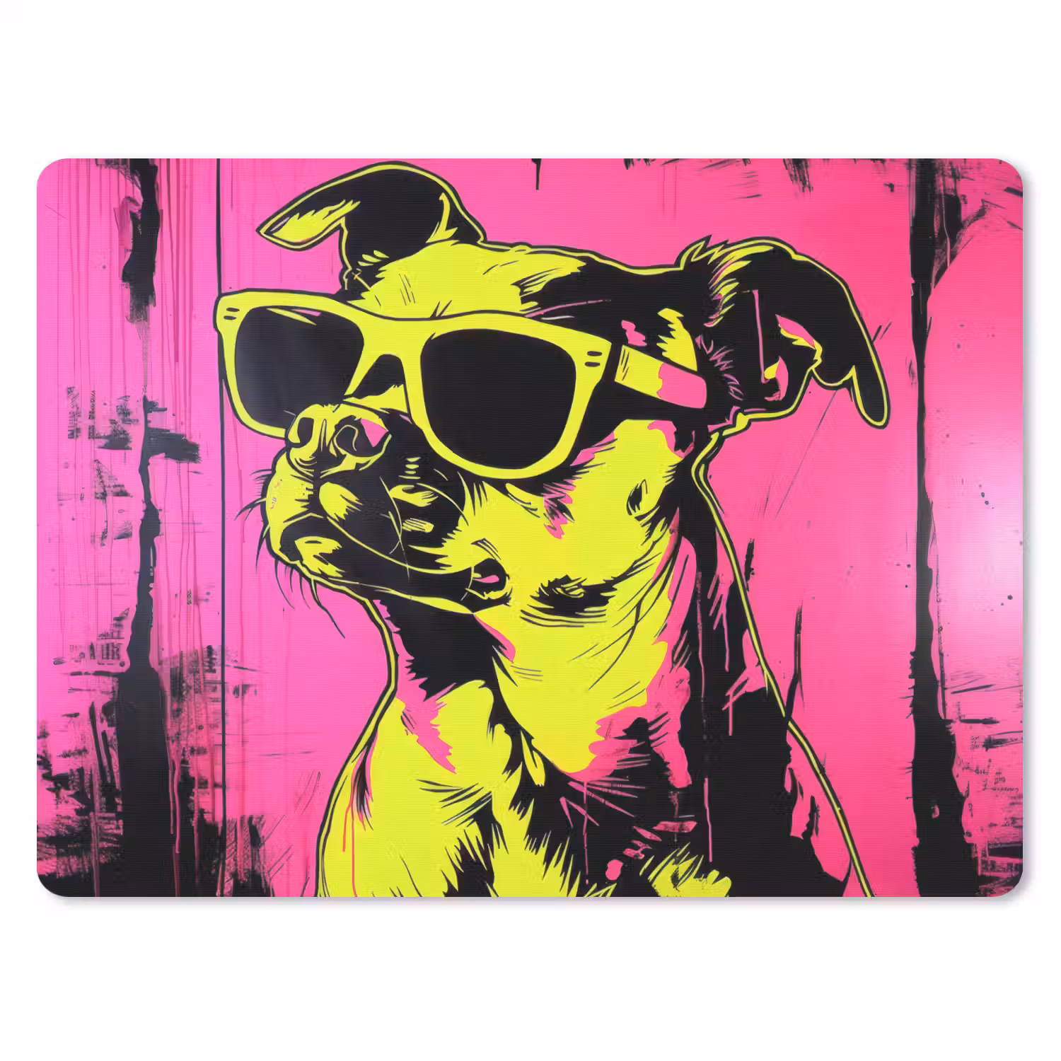 Hond - Zonnebril - Roze - Art muismat rubber klein -3d
