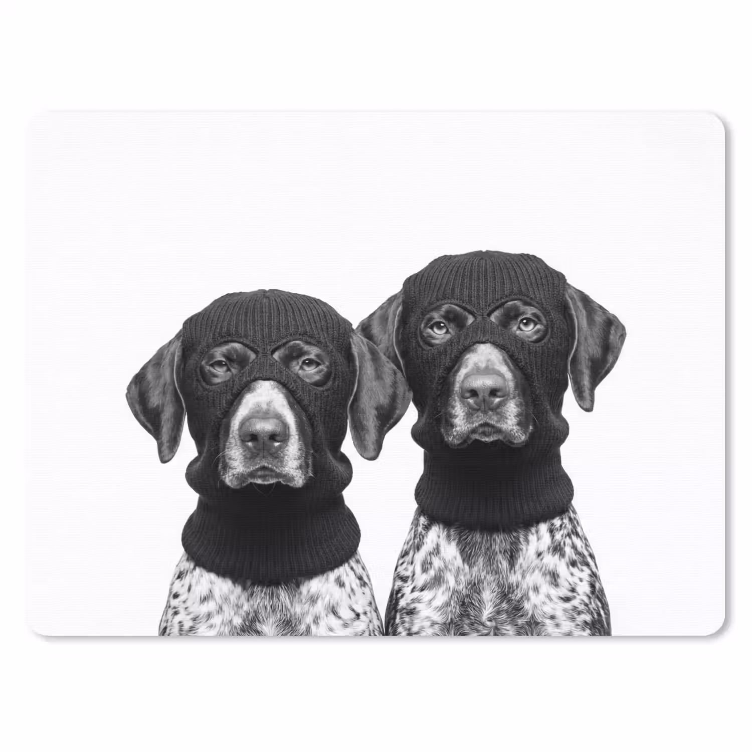 Honden - Bivakmuts - Zwart - wit muismat rubber klein -3d