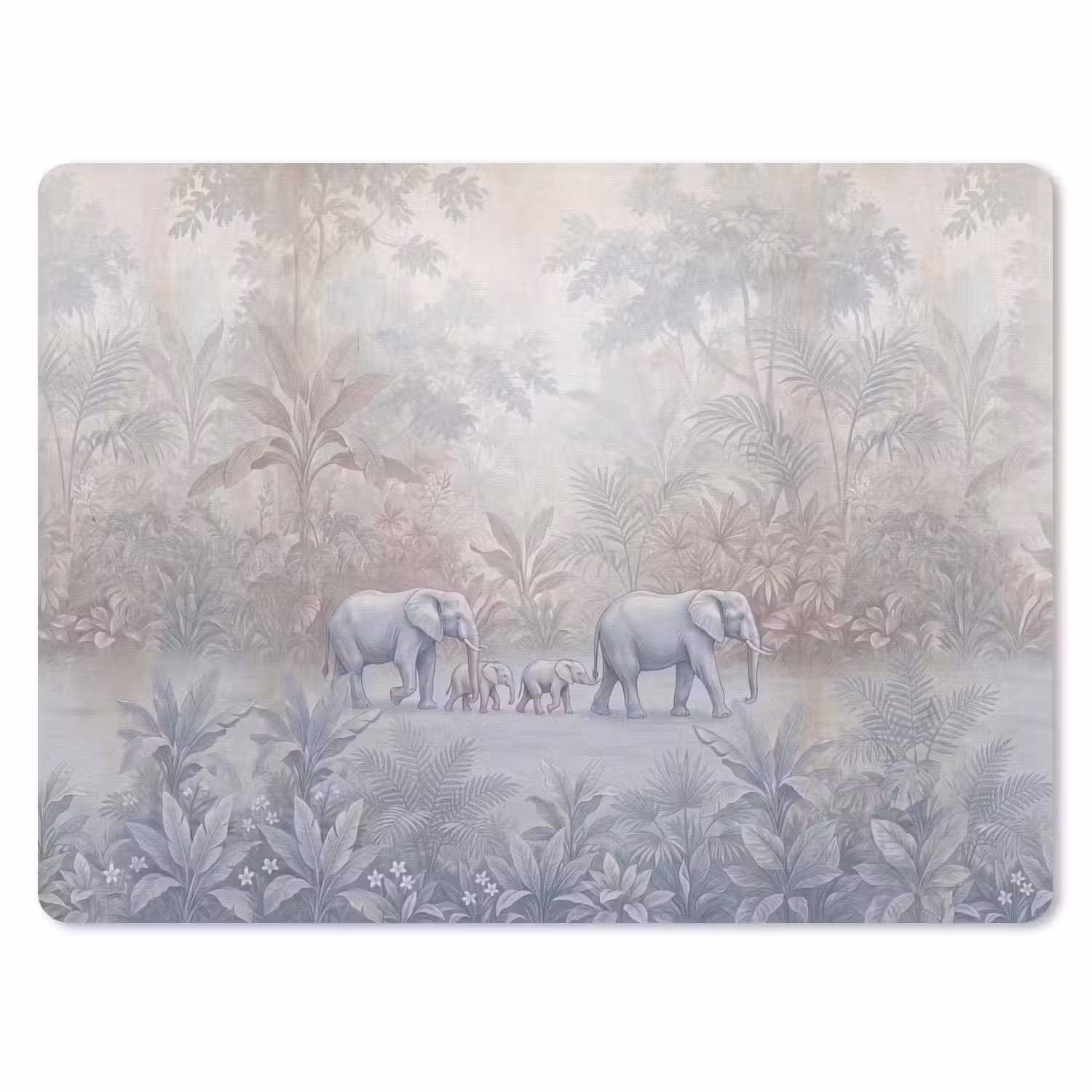 Olifant - Familie - Jungle - Illustratie - Grijs muismat rubber klein -3d