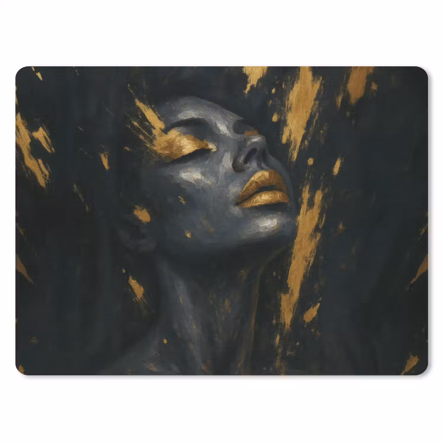Gezicht - Vrouw - Verfspatten - Abstract muismat rubber klein -3d