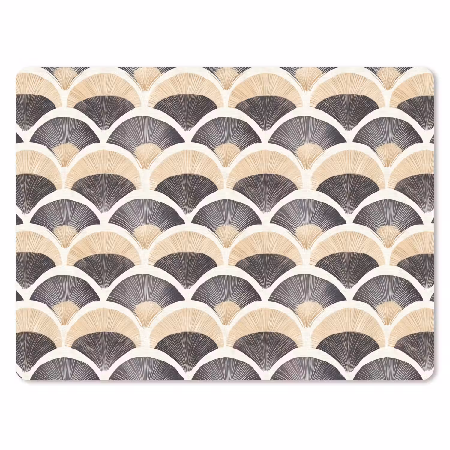 Waaier - Patroon - Zwart - Beige muismat rubber klein 262 -3d