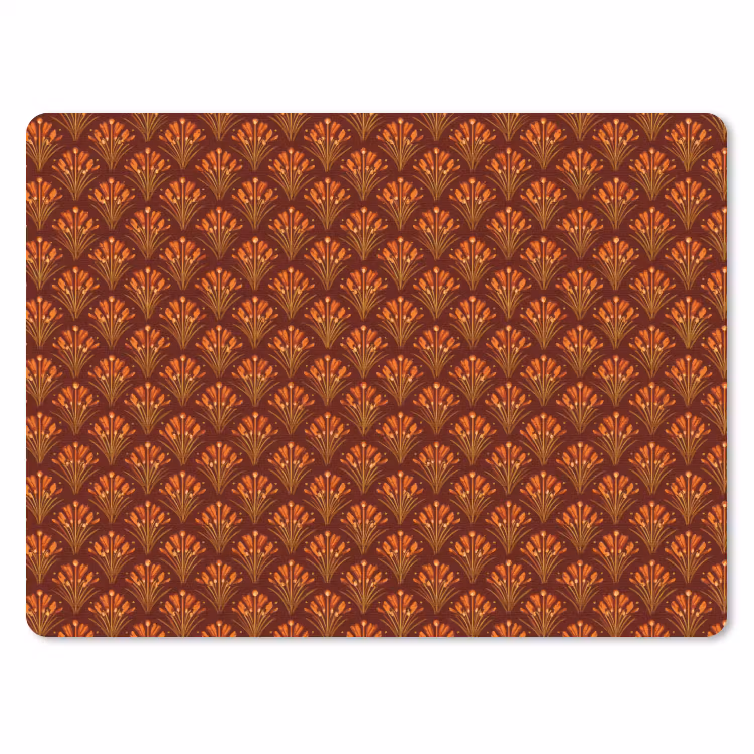 Waaiers - Art Deco - Botanisch - Roestbruin - Oranje muismat rubber klein 262 -3d