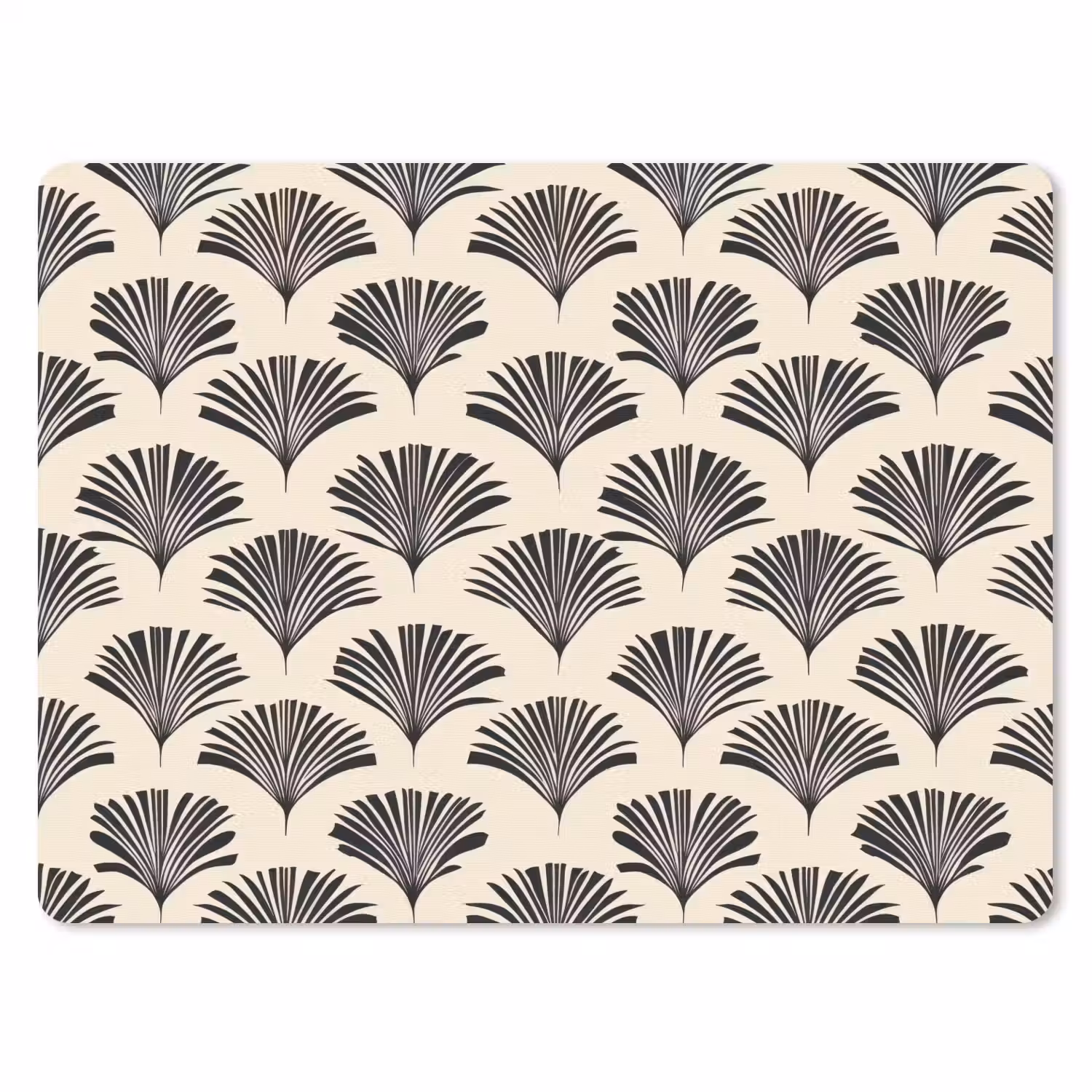 Waaiers - Botanisch - Zwart - Beige muismat rubber klein 262 -3d