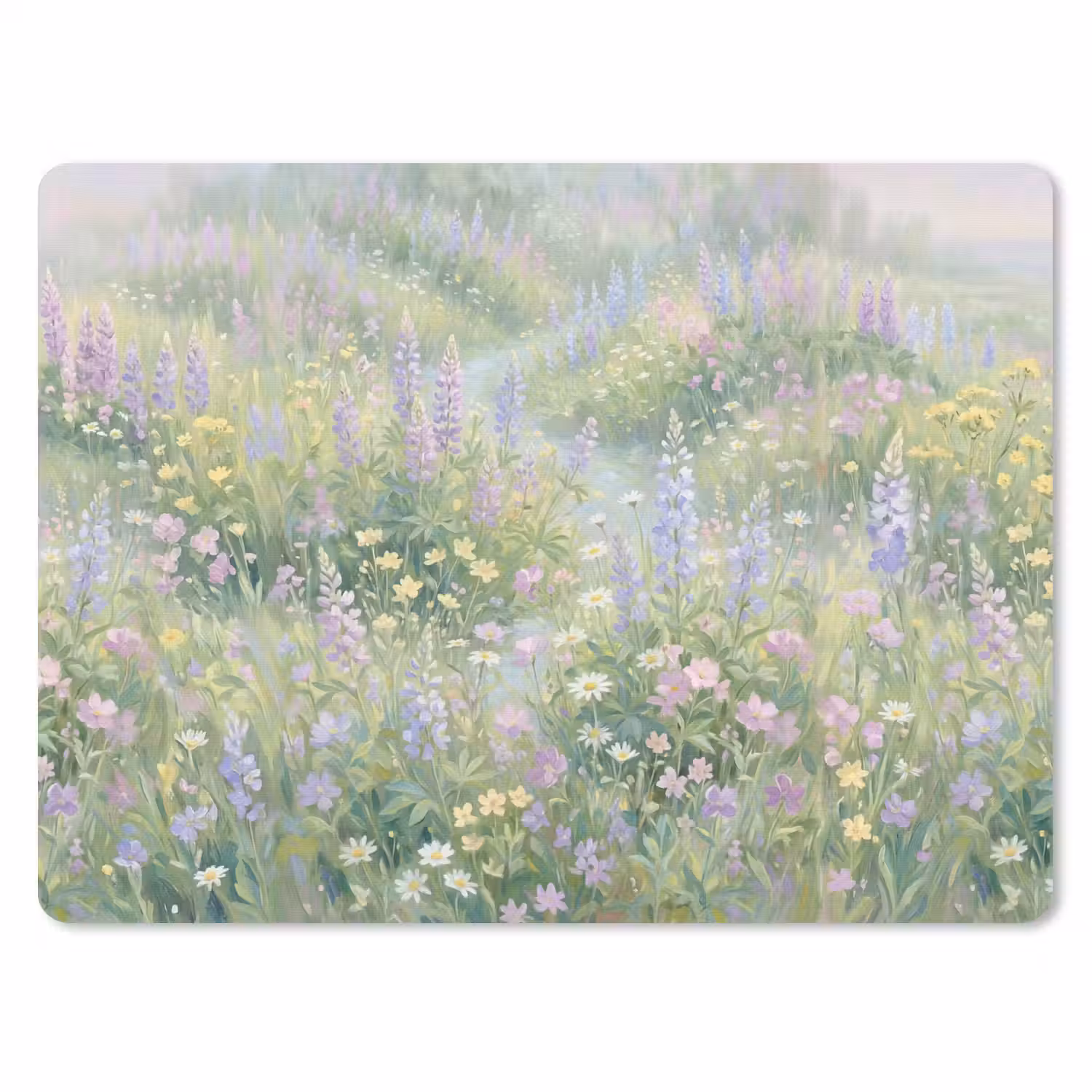 Bloemenveld - Heuvels - Kleurrijk muismat rubber klein -3d