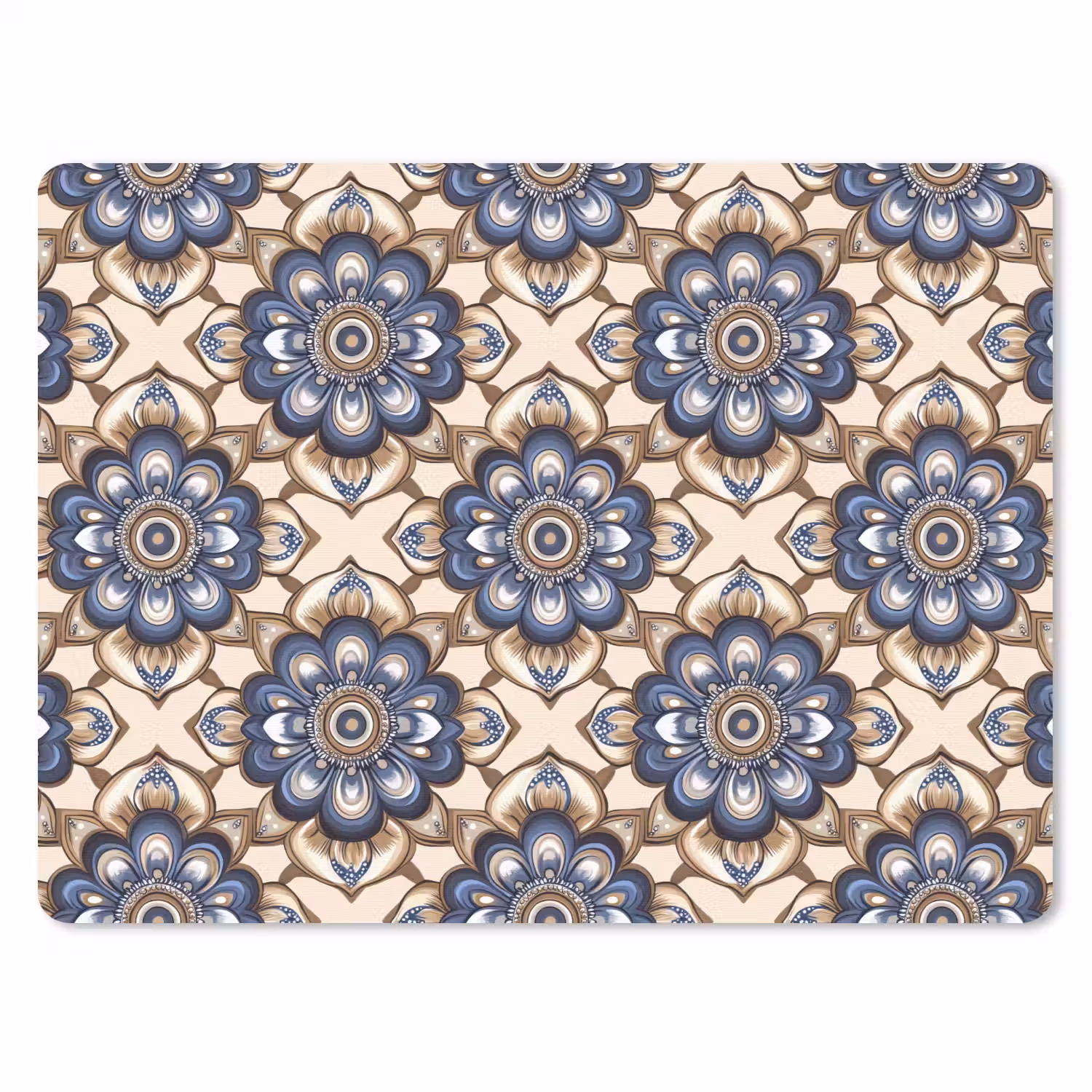 Floraal - Ornament - Blauw muismat rubber klein 262 -3d
