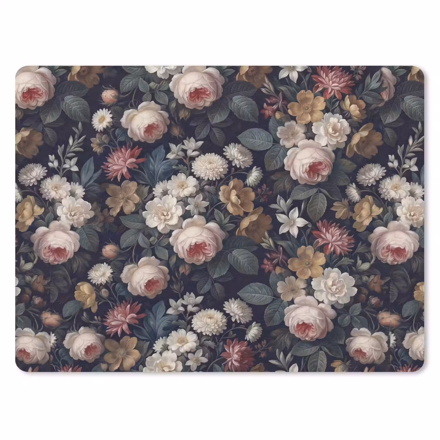 Bloemen - Boeket - Botanisch - Vintage - Donkere achtergrond muismat rubber klein -3d