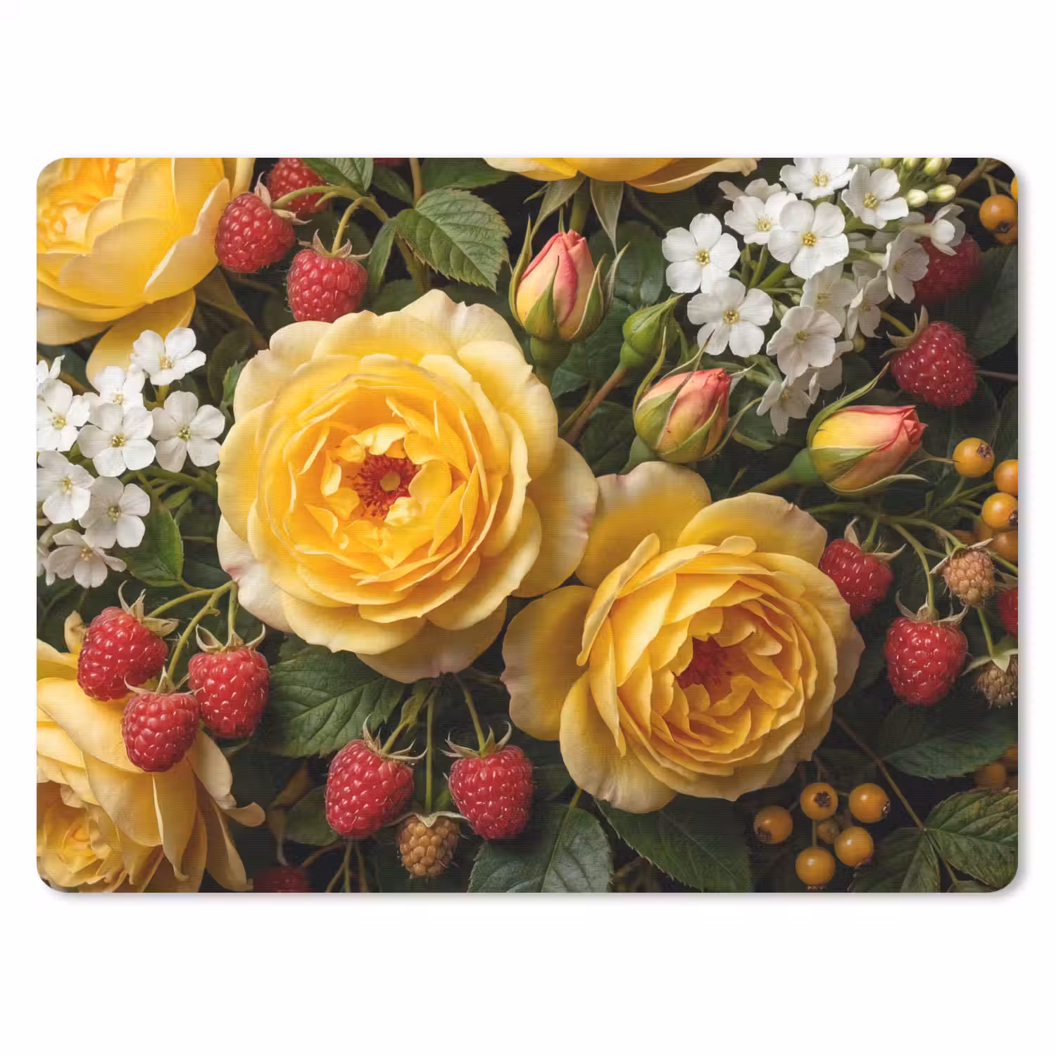 Bloemen - Boeket - Natuur - Klassiek - Geel muismat rubber klein -3d