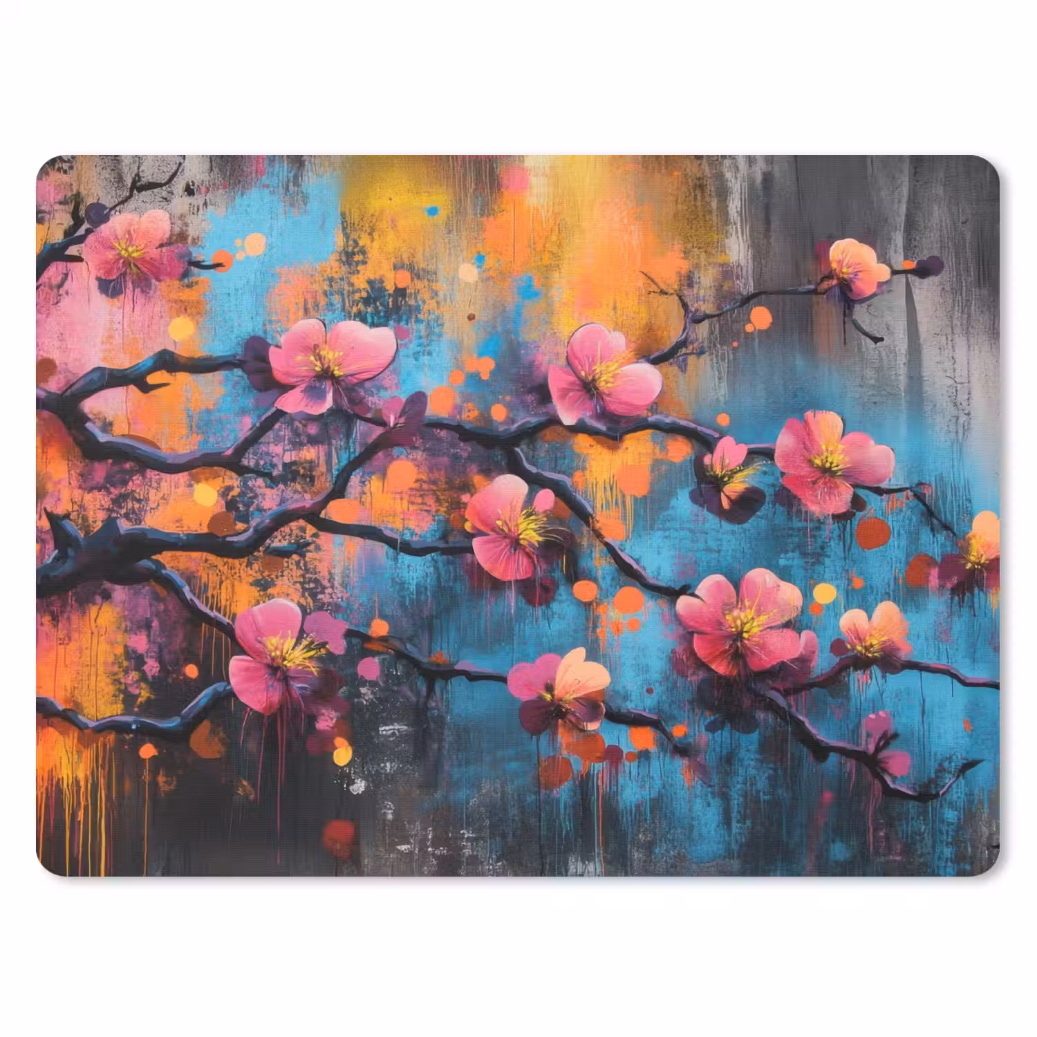 Bloemen - Tak - Abstract - Roze muismat rubber klein -3d