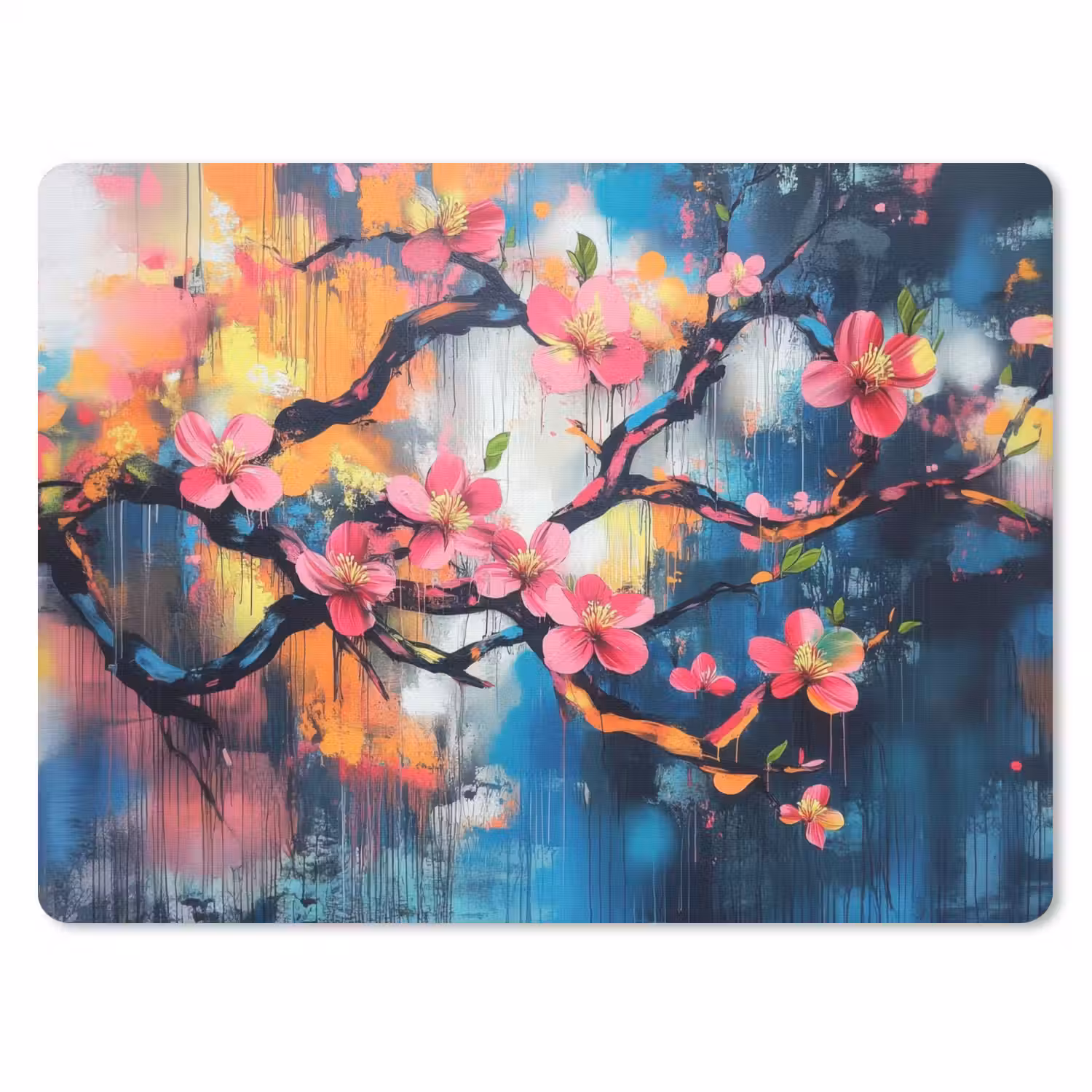 Bloemen - Tak - Artistiek - Roze muismat rubber klein -3d