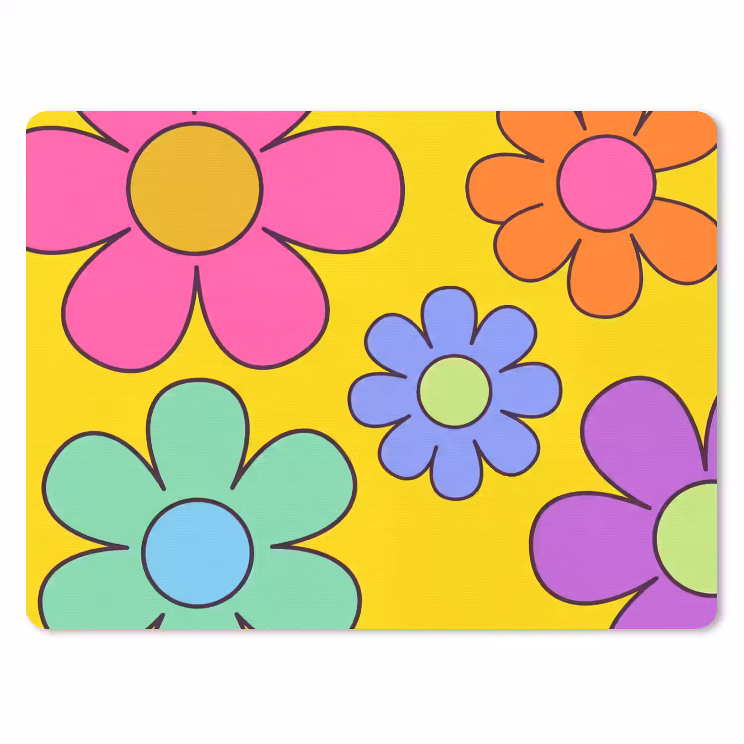Bloemen - Illustratie - Kleurrijk muismat rubber klein -3d