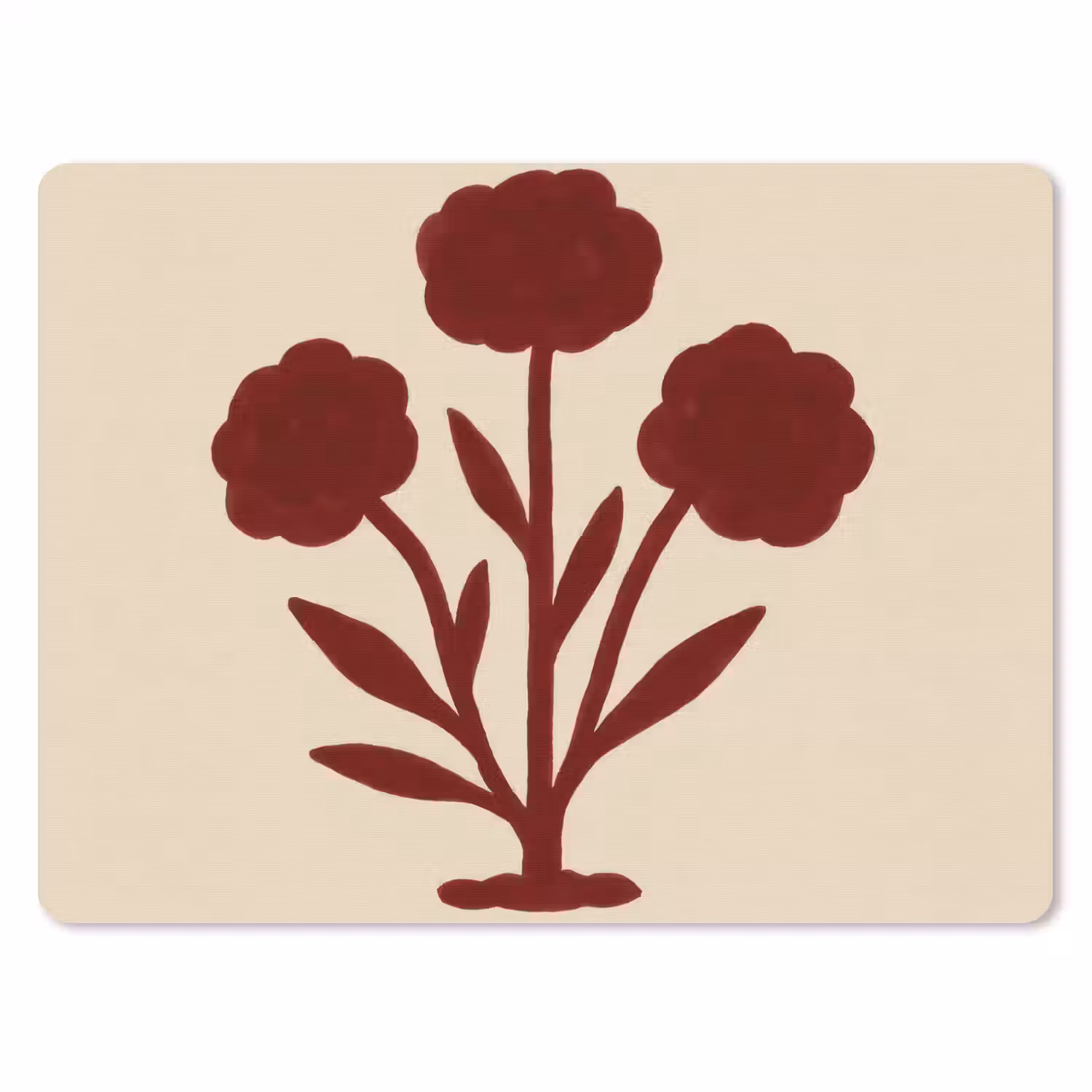 Bloemen - Bladeren - Rood - Minimalistisch muismat rubber klein -3d