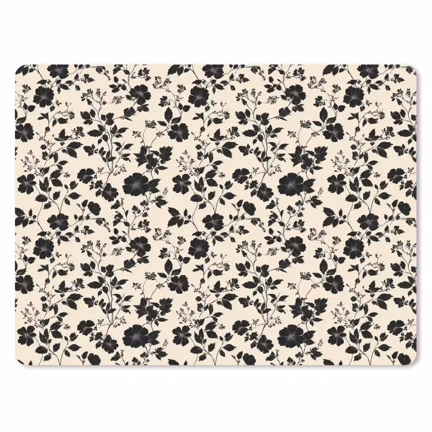 Bloemen - Dessin - Zwart muismat rubber klein 262 -3d