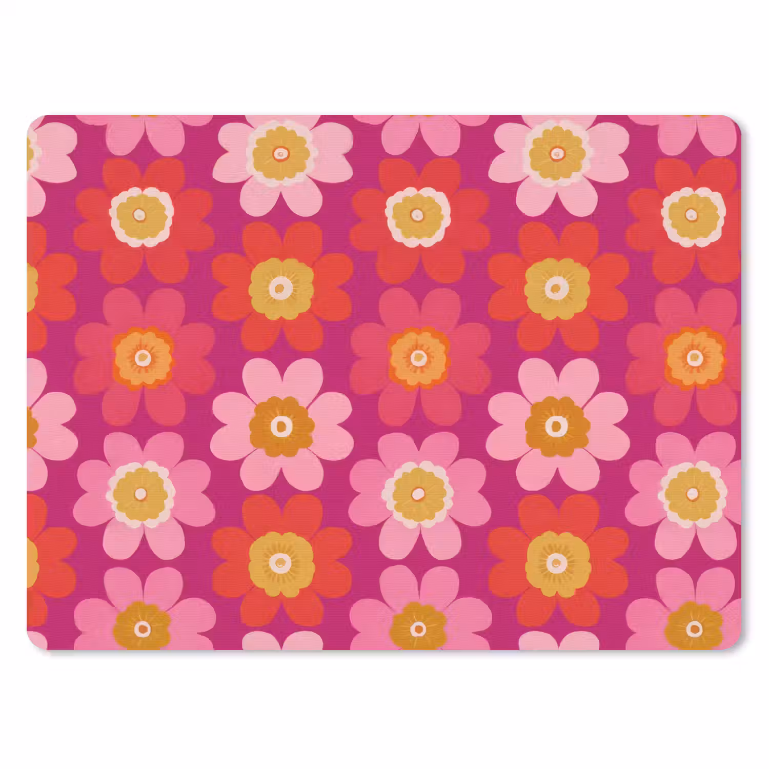Bloemen - Retro - Kleurrijk muismat rubber klein 262 -3d