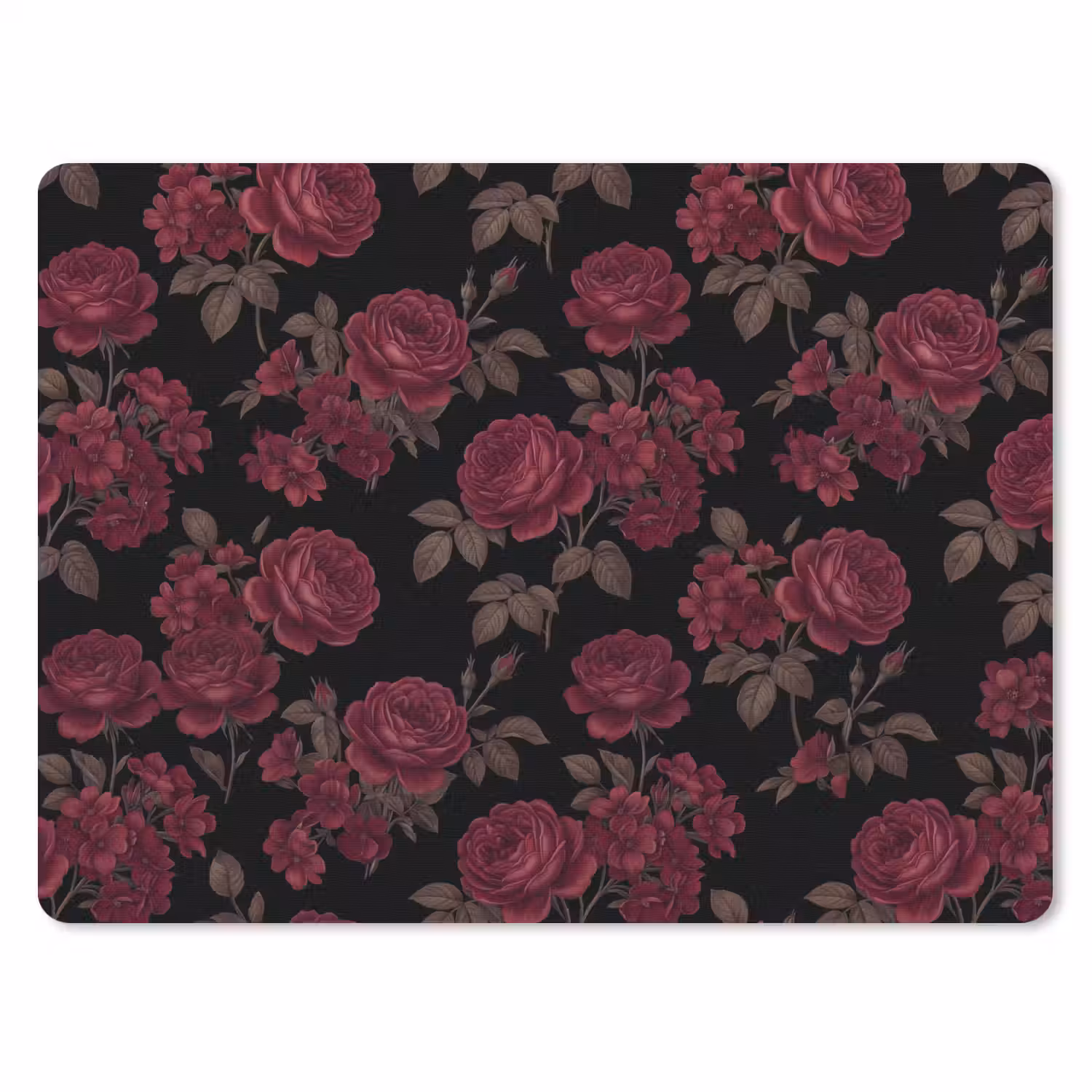 Bloemen - Roos - Patroon - Klassiek - Rood muismat rubber klein -3d