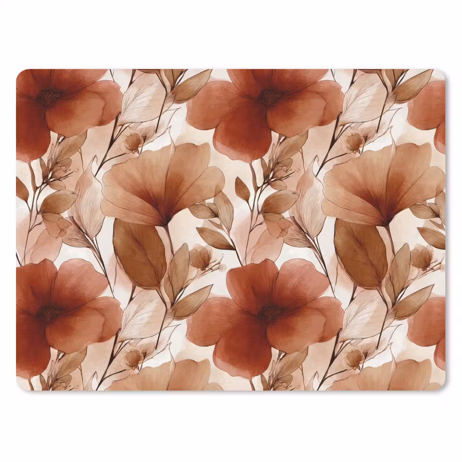 Bloemen - Aquarel - Botanisch - Terracotta muismat rubber klein 262 -3d