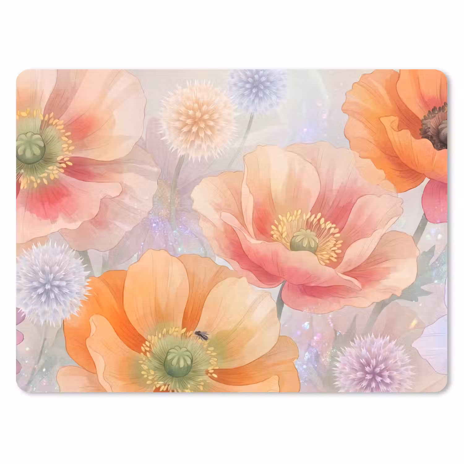 Bloemen - Aquarel - Natuur - Modern - Kleurrijk muismat rubber klein -3d