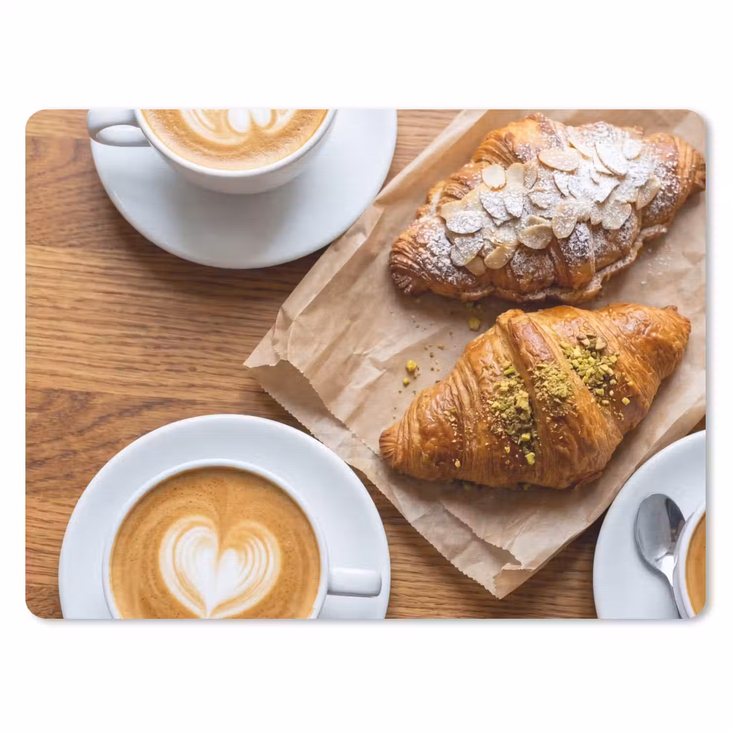 Eten - Croissant - Koffie - Ontbijt - Modern muismat rubber klein -3d