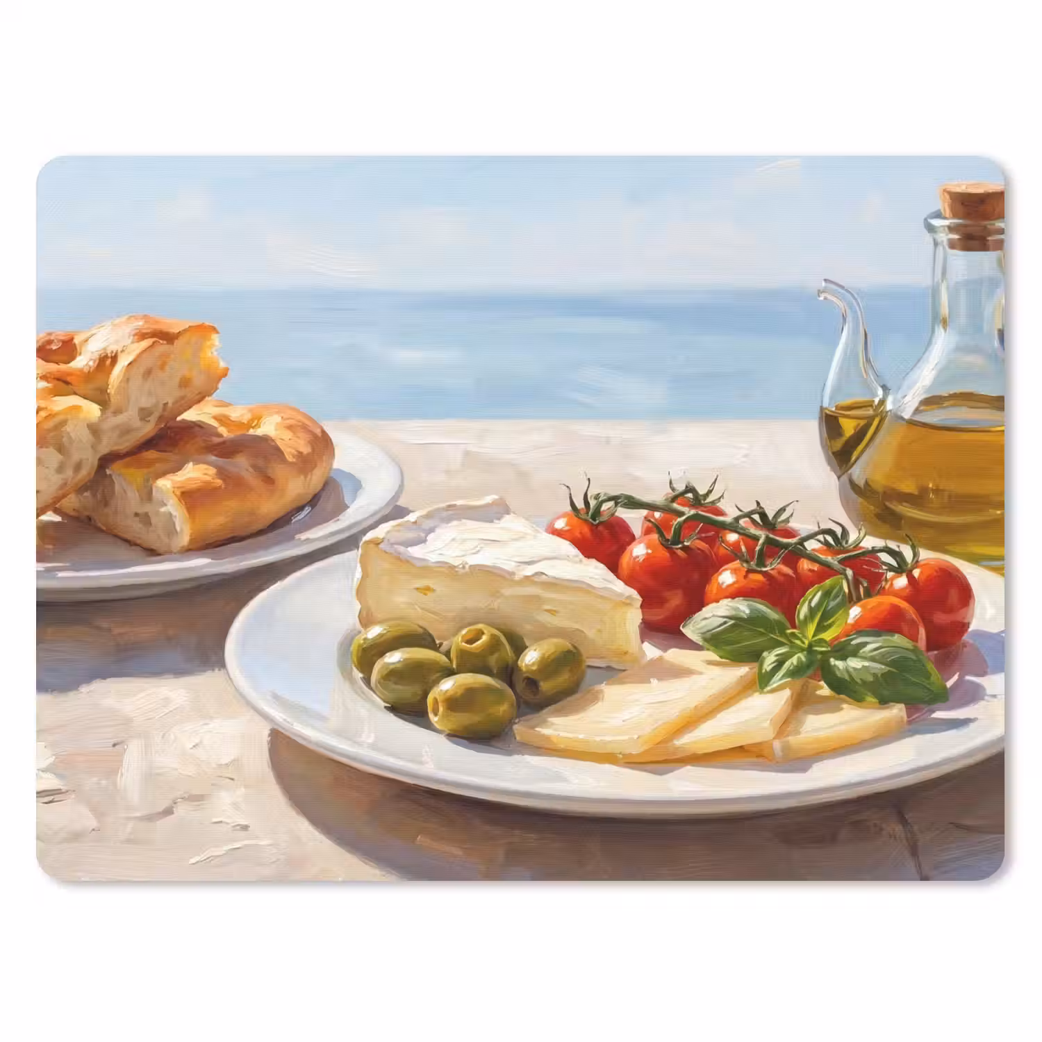 Eten - Middellandse Zee - Natuur - Geschilderd muismat rubber klein -3d