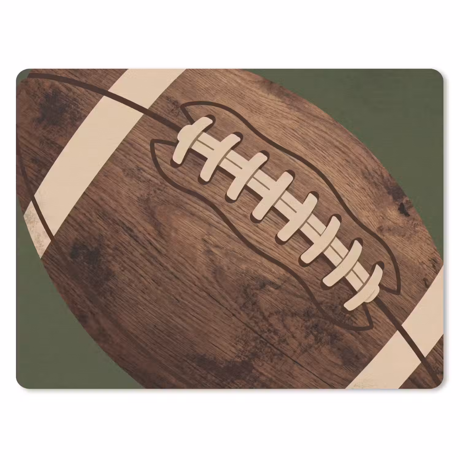 Football - Hout - Sport - Groen muismat rubber klein -3d