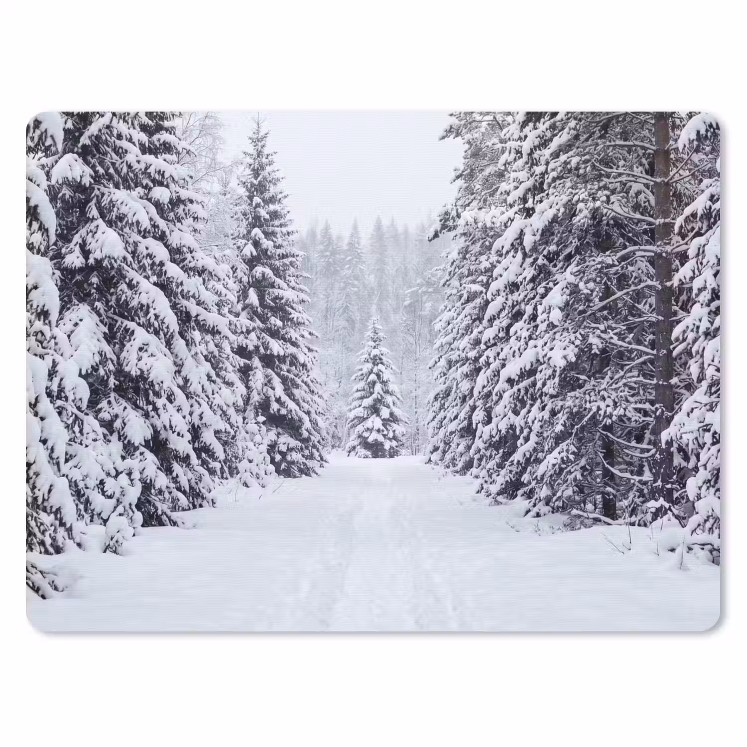 Bos - Winter - Sneeuw - Pad - Natuur muismat rubber klein -3d