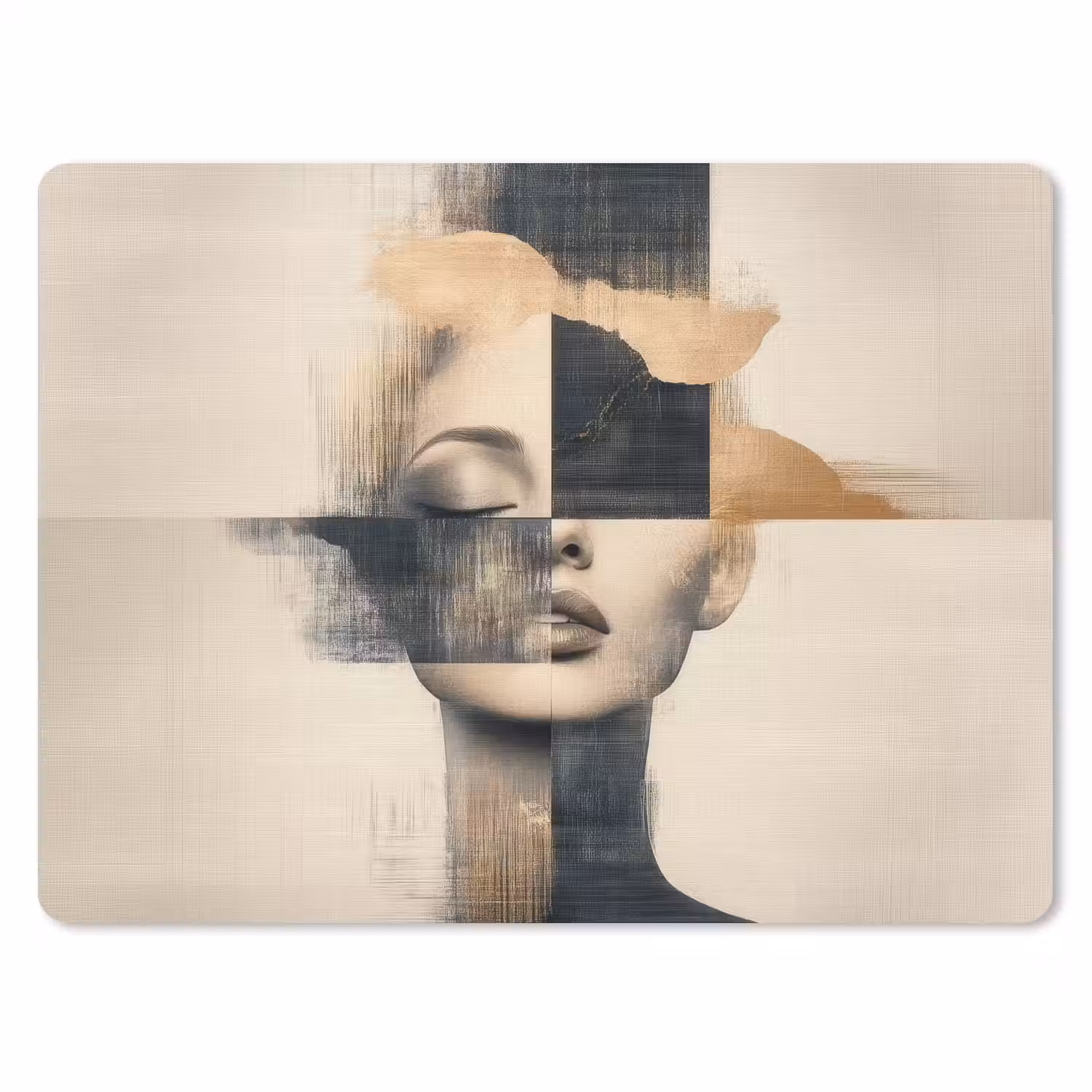 Goud - Vrouw - Rechthoeken muismat rubber klein -3d