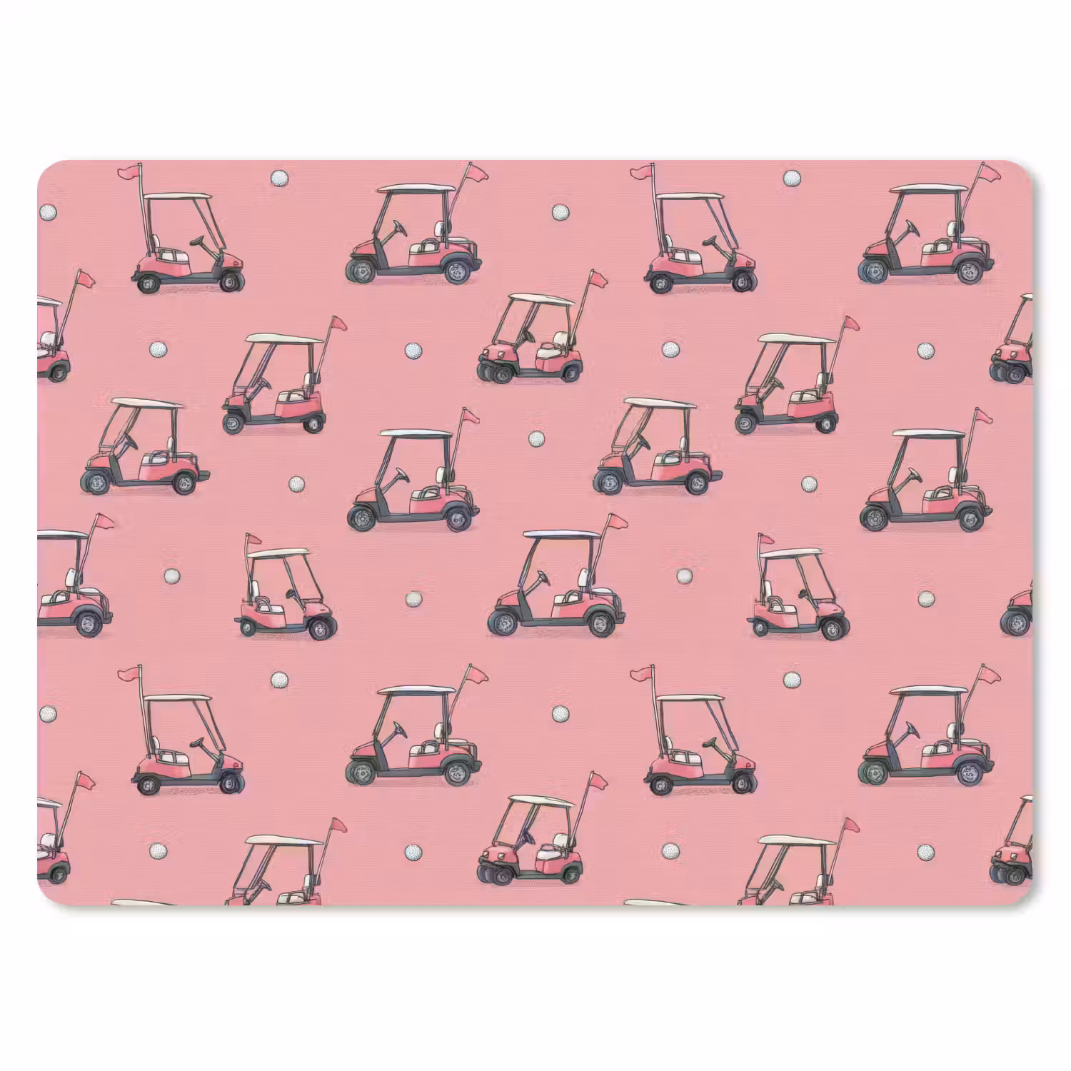 Golfkar - Retro - Roze muismat rubber klein 262 -3d