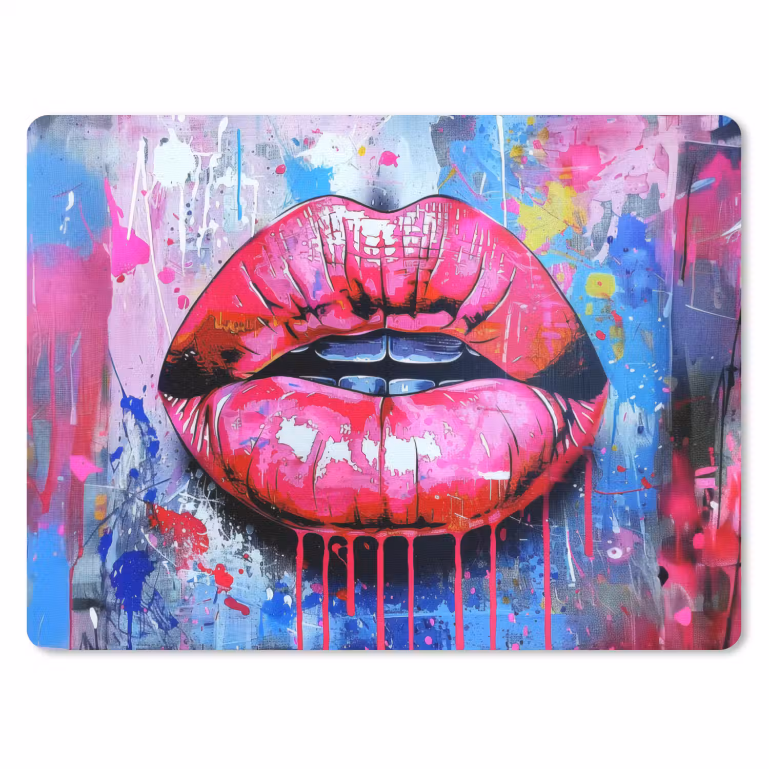 Graffiti - Lippen - Felroze - Geschilderd muismat rubber klein -3d