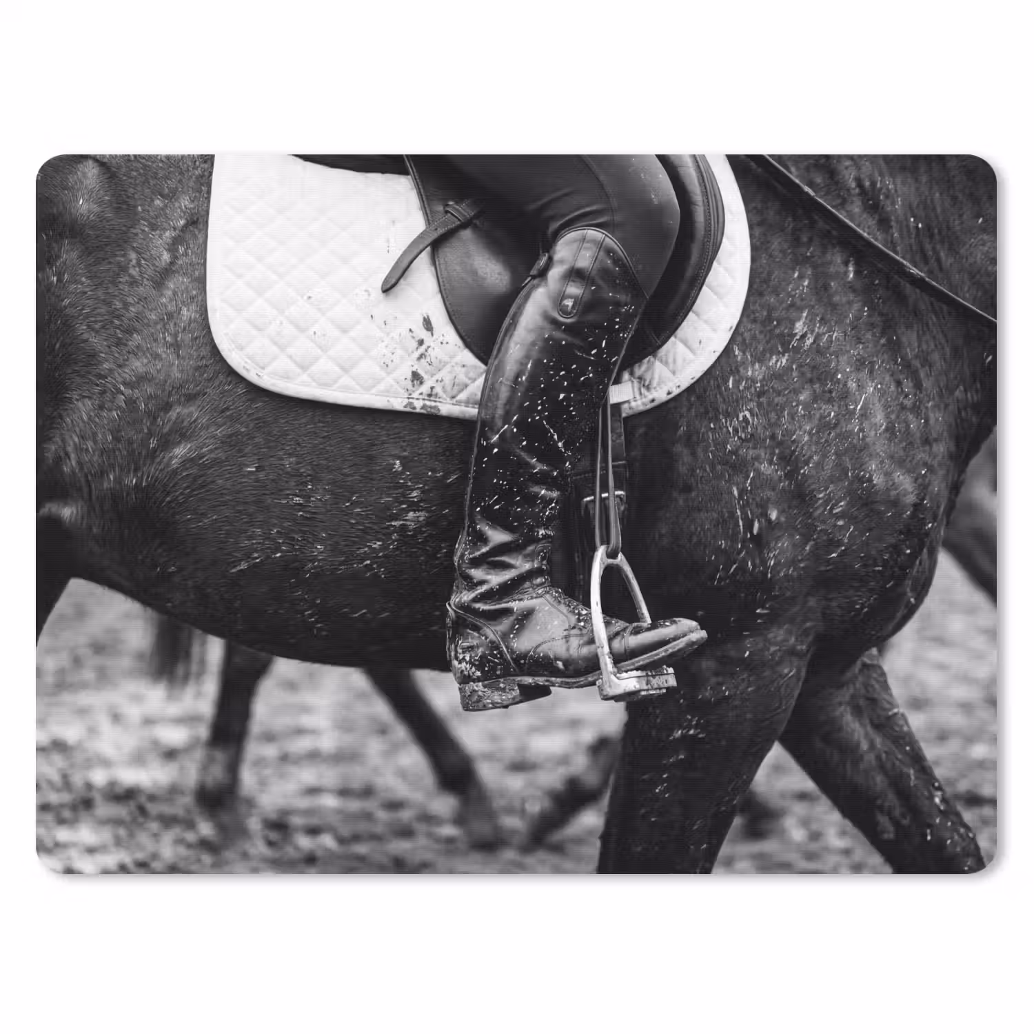 Paard - Sport - Zwart - Wit muismat rubber klein -3d