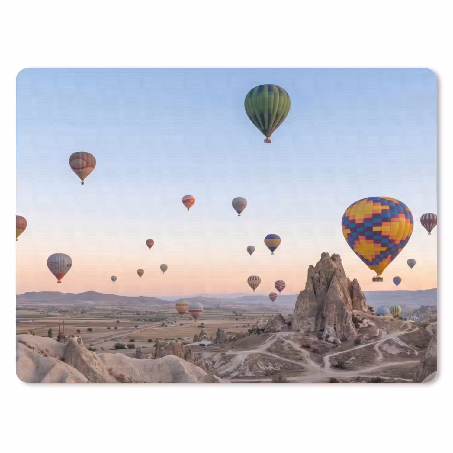 Luchtballonnen - Rotsen - Zonsopgang muismat rubber klein -3d