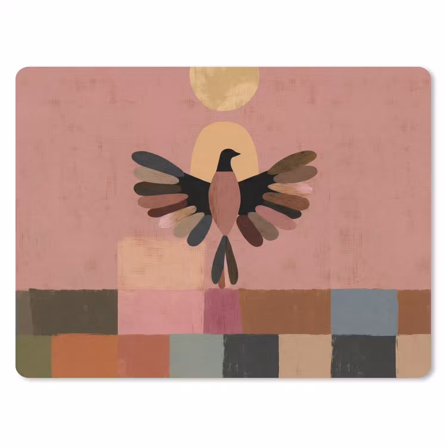 Illustratie - Vogel - Vlakken - Kleurrijk muismat rubber klein -3d
