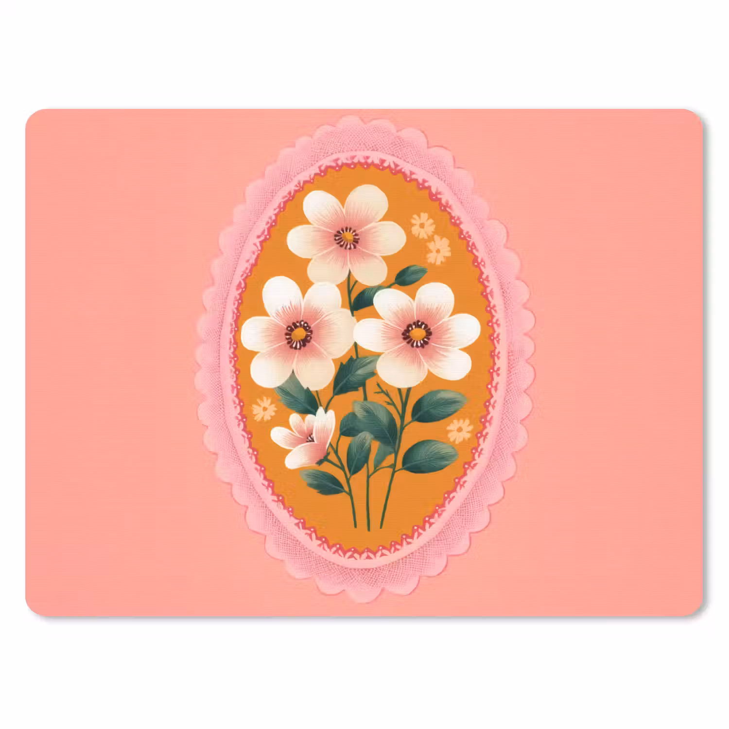Illustratie - Bloemen - Rand - Roze muismat rubber klein -3d