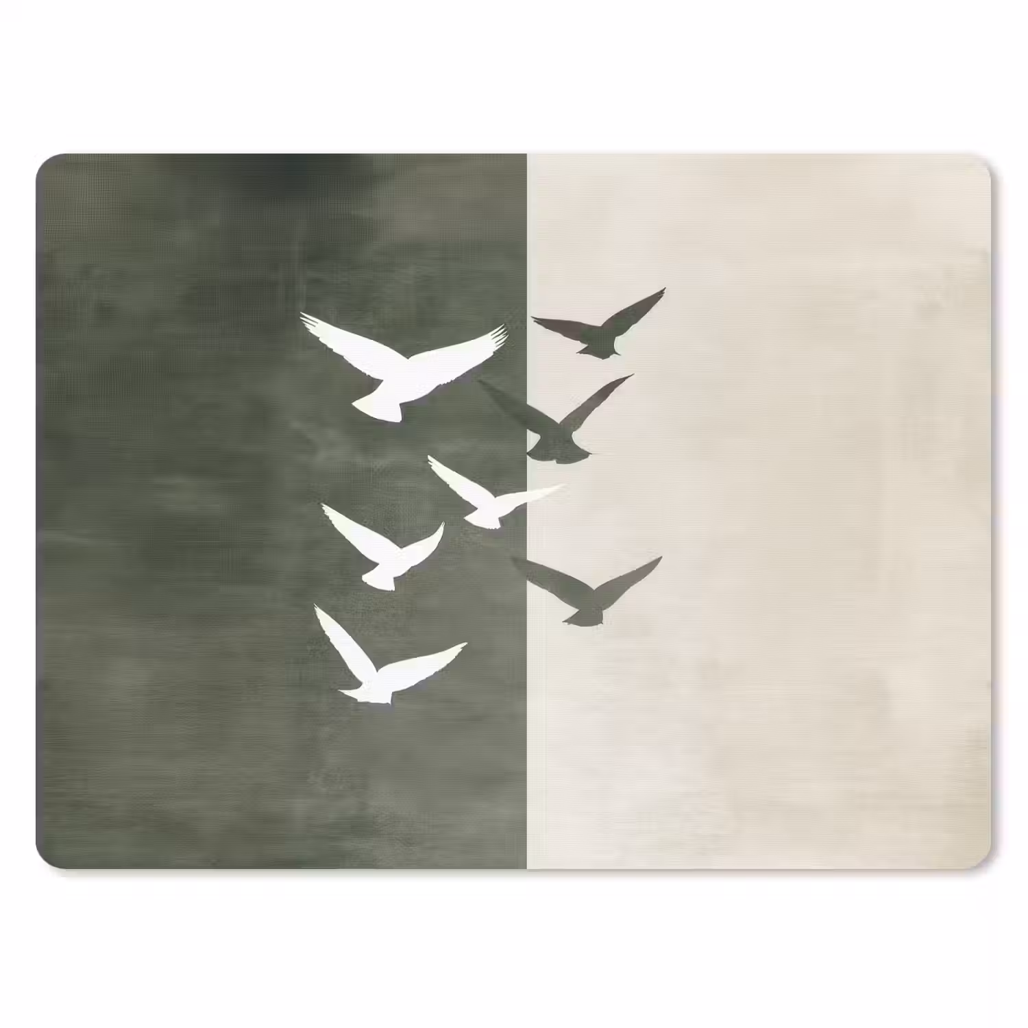 Japandi - Vogel - Groen muismat rubber klein -3d