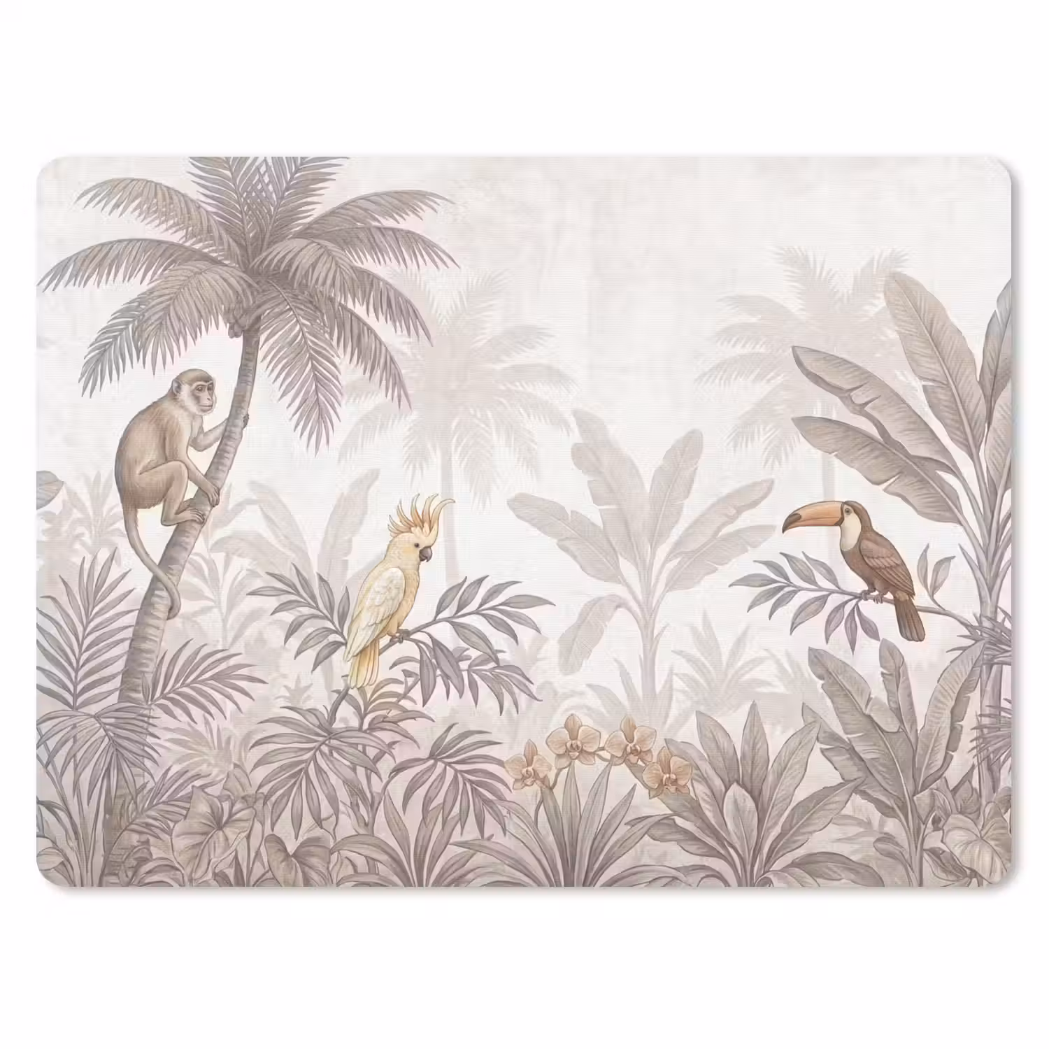 Jungle - Dieren - Palmbomen muismat rubber klein -3d